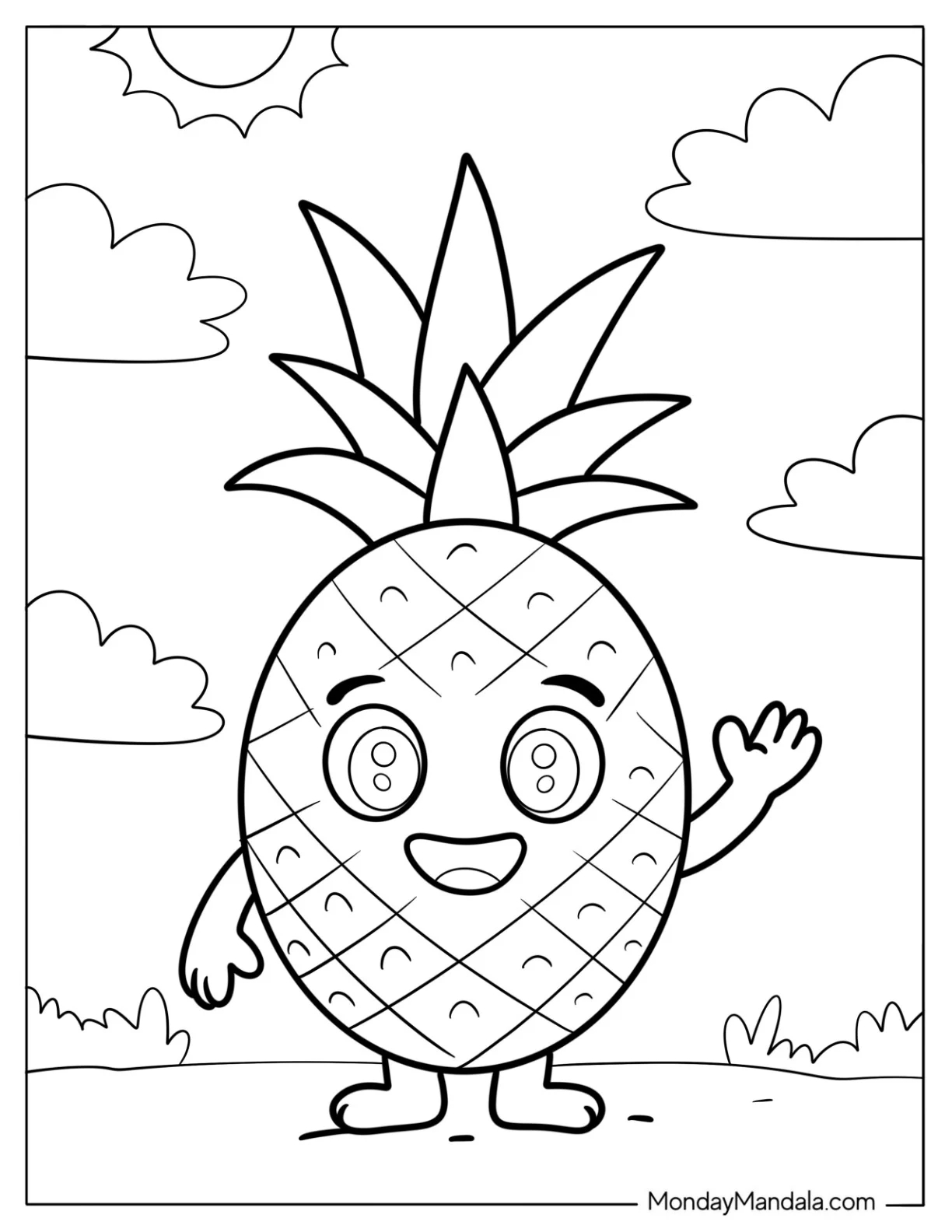 32 Pineapple Coloring Page Free PDF Printables 