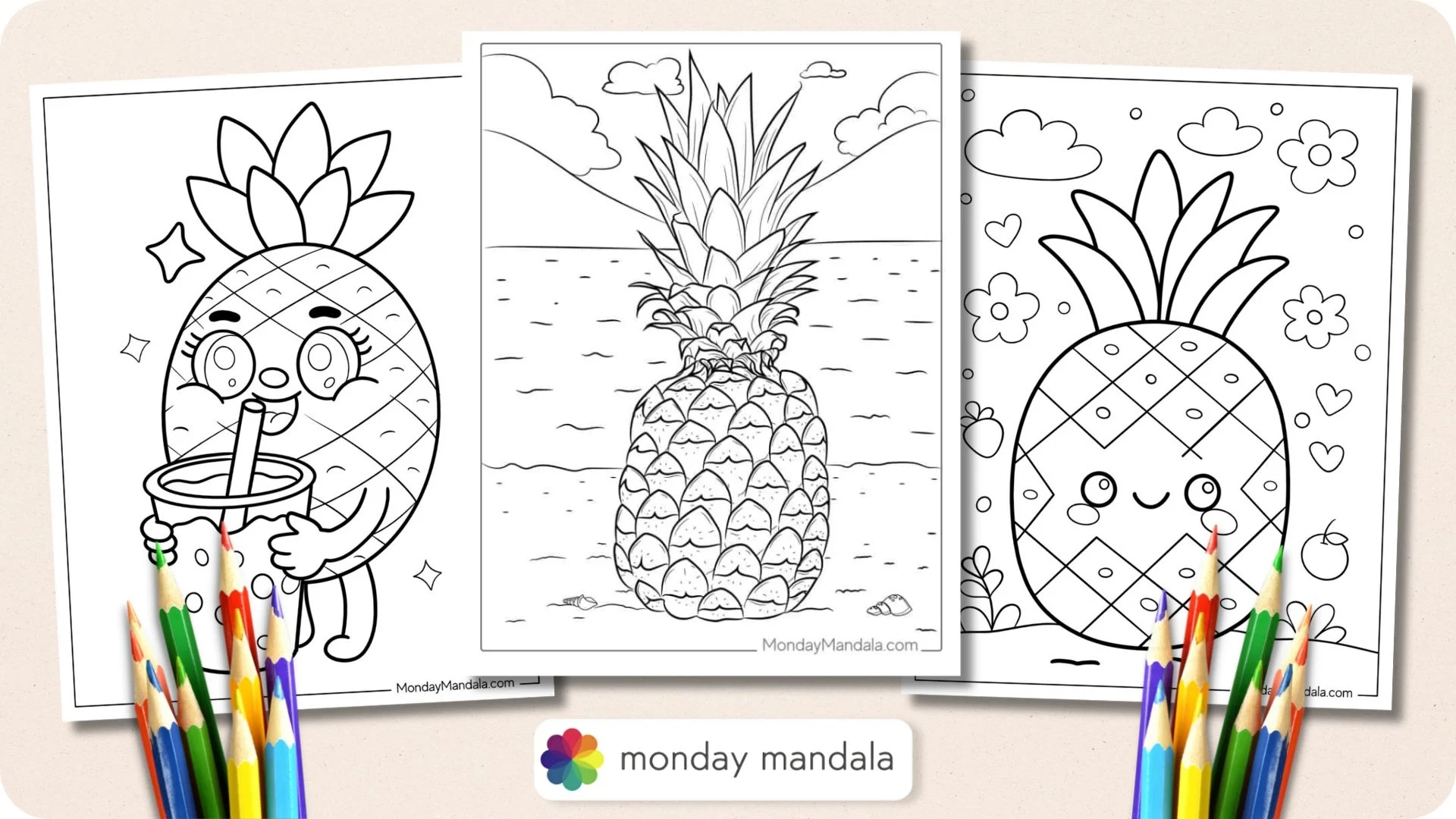 32 Pineapple Coloring Page Free PDF Printables 