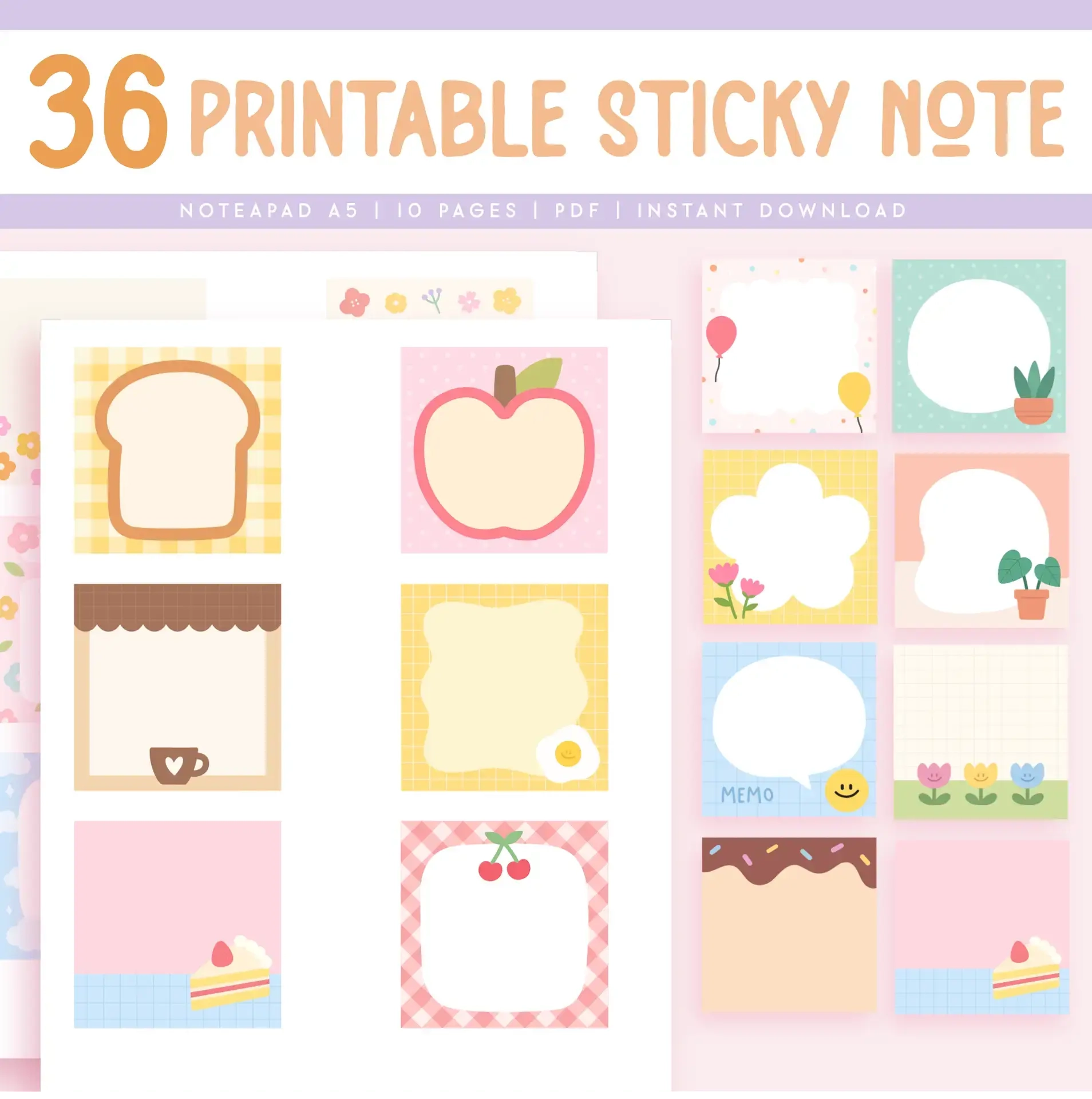 36 Printable Sticky Notes Sticky Note Doodle Planify Pro
