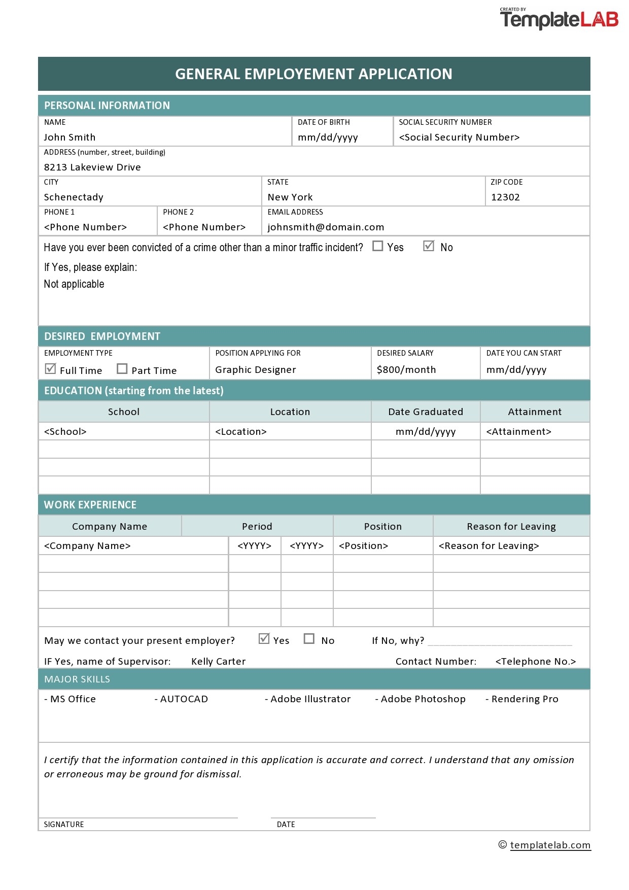 50 Free Employment Job Application Form Templates Printable TemplateLab