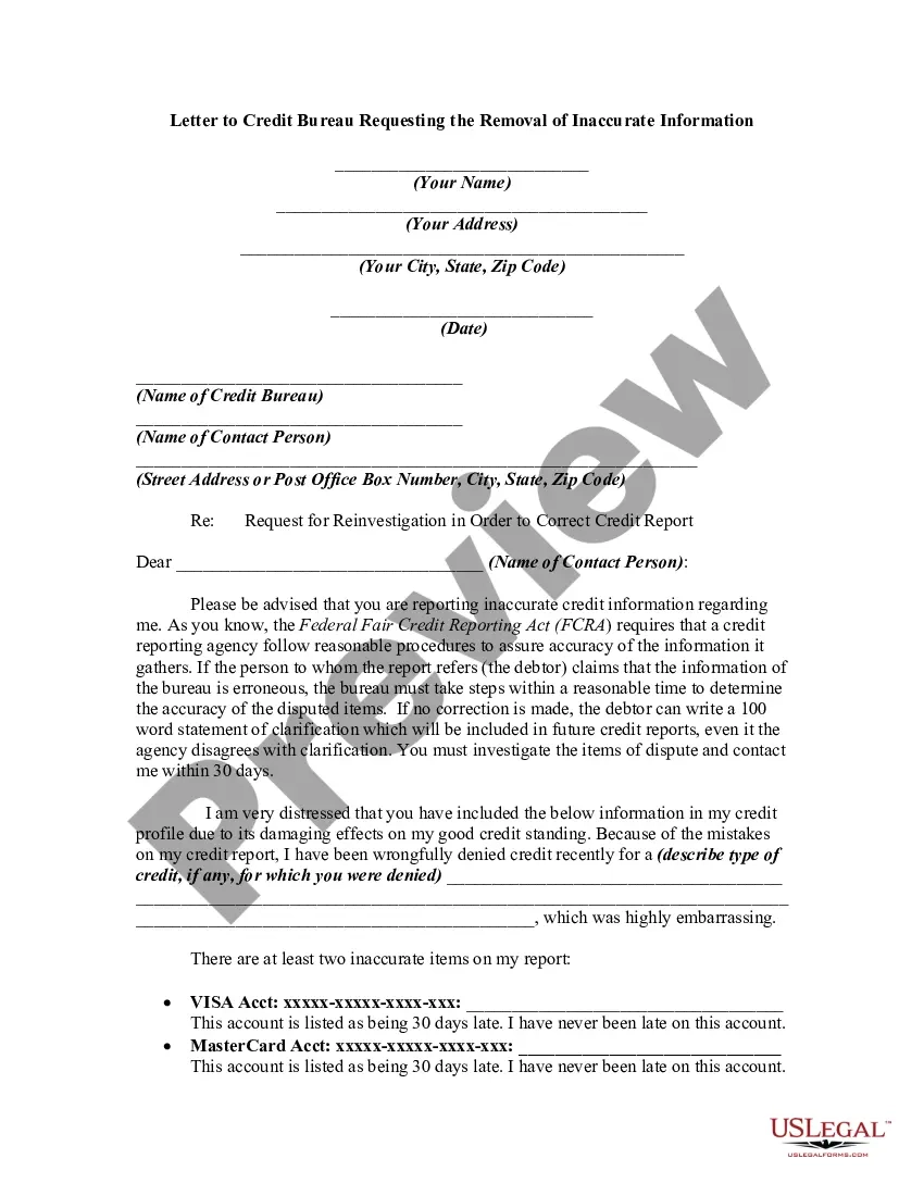 609 Credit Dispute Letter Template With Letterhead US Legal Forms