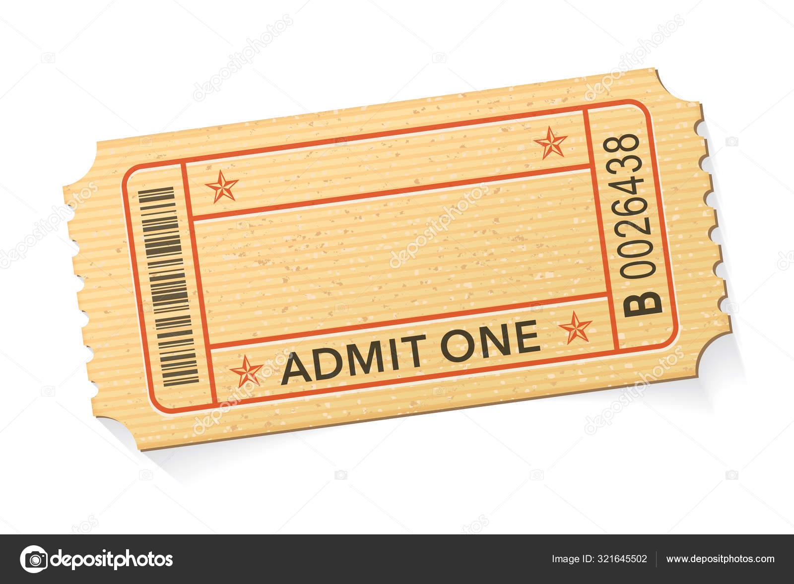 Admit One Event Ticket Template Stock Vector By Fourleaflovers 321645502