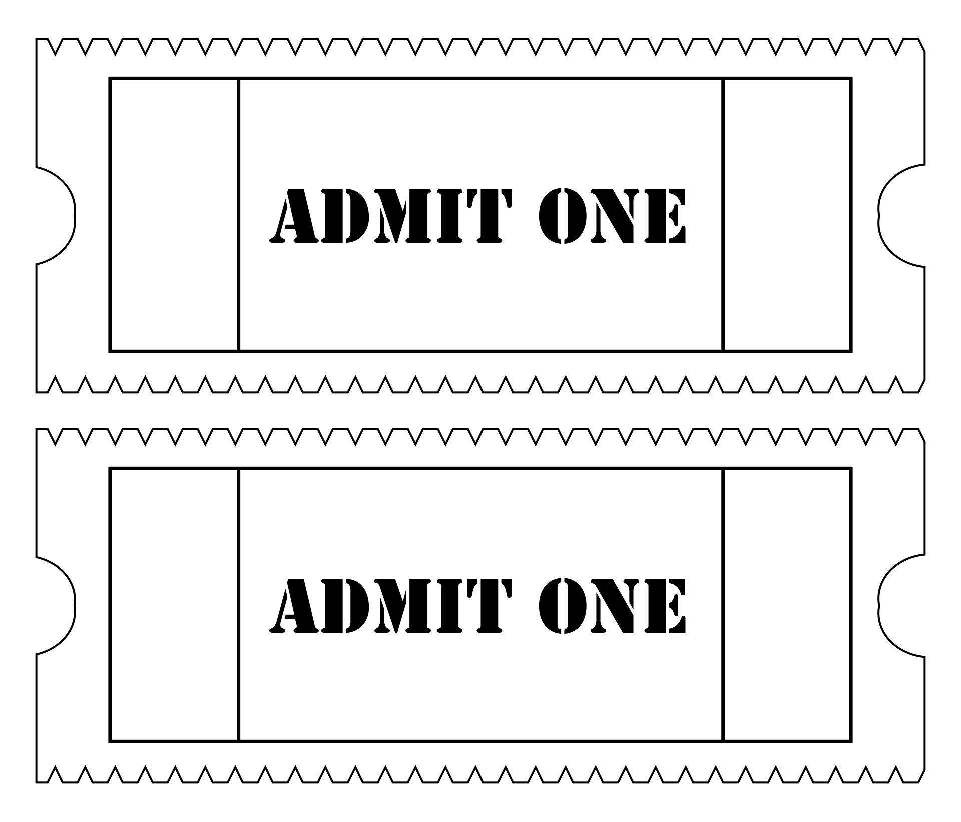 Admit One Ticket Templates 10 Free PDF Printables Printablee