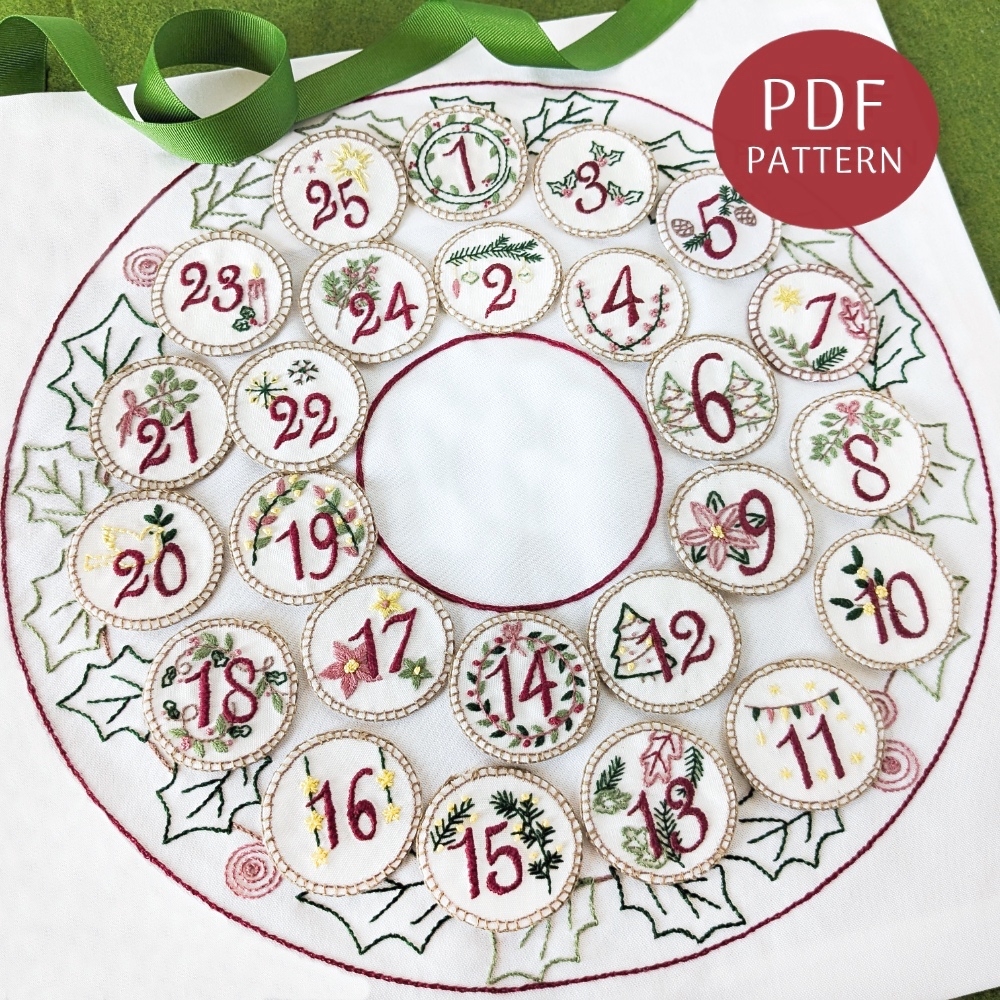 Advent Wreath Hand Embroidery Pattern Wandering Threads Embroidery