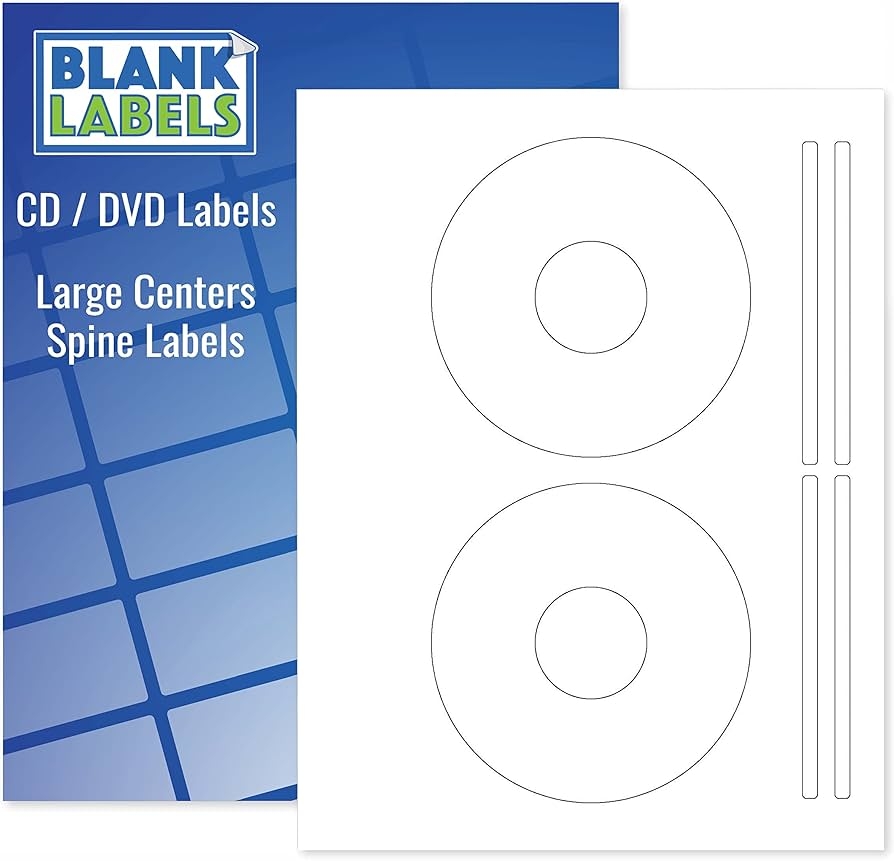 Amazon Blank Labels CD DVD Label 5931 Template Compatible Permanent White Matte Disc Spine Label 10 Sheets 20 Disc Labels 40 Spine Labels Compatible With Inkjet And Laser Printer Office Products