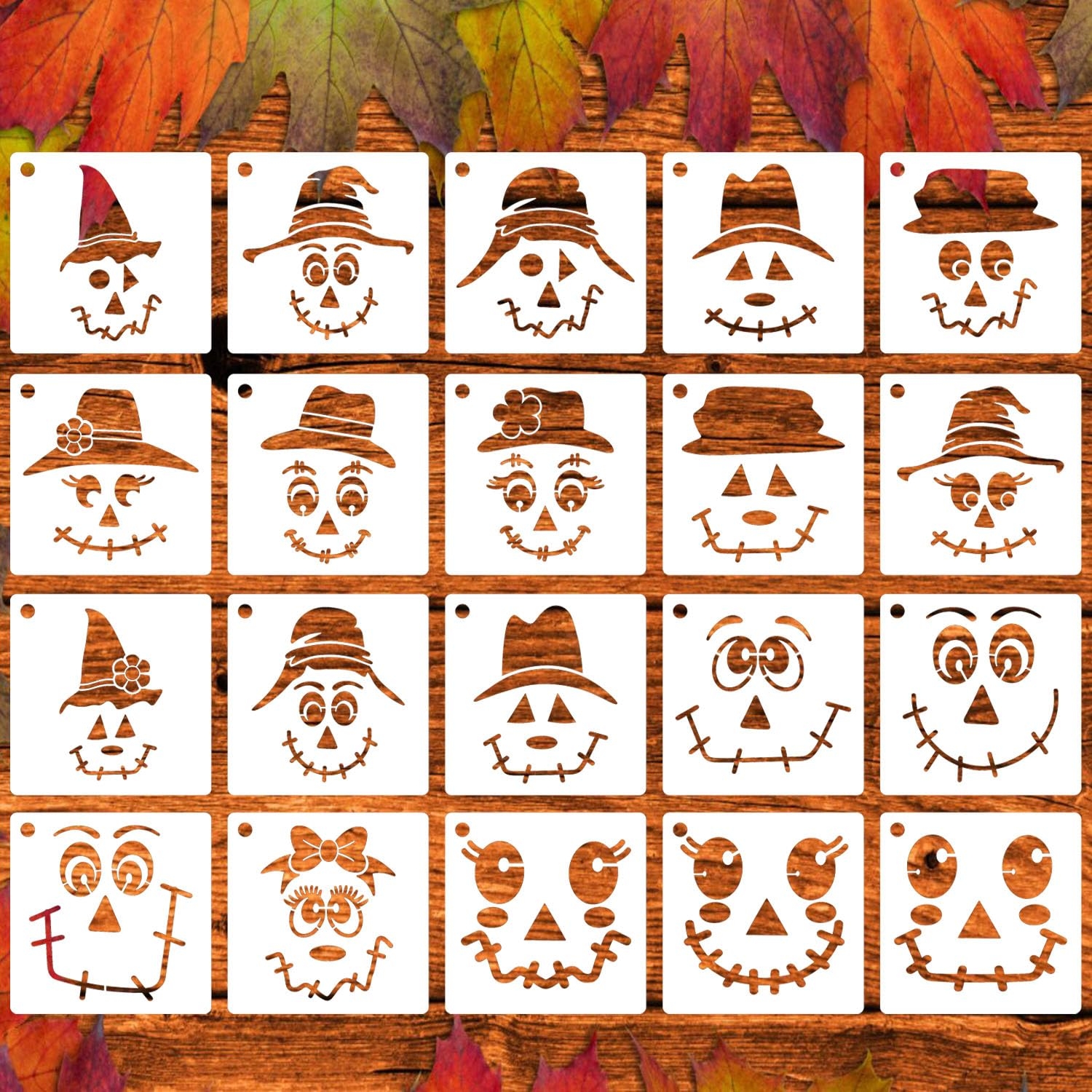 Amazon Fall Stencils Scarecrow Painting Stencils Halloween Stencil Templates For Wood Sign Tier Tray Decor HW 20p 3in Arts Crafts Sewing