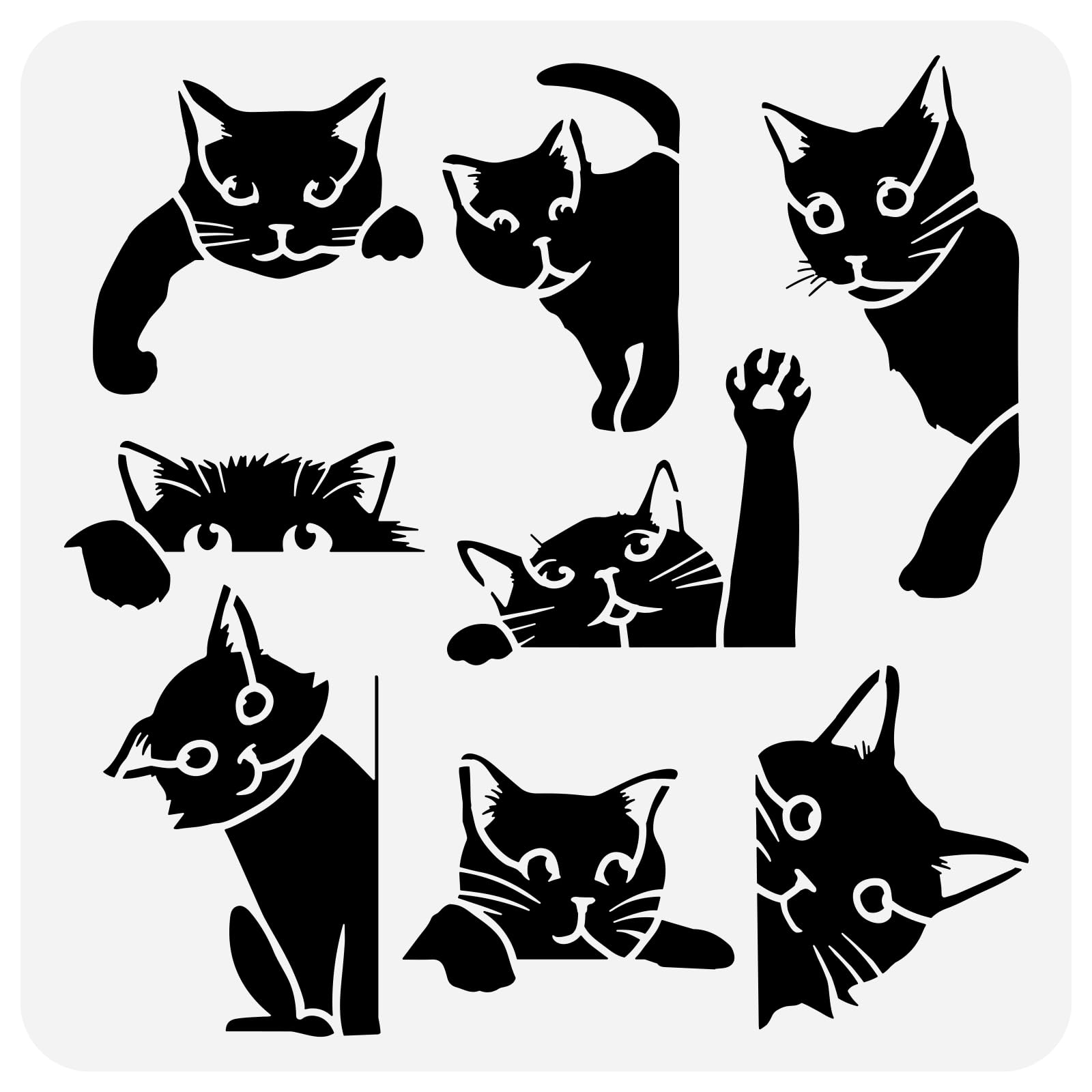 Amazon FINGERINSPIRE Black Cat Painting Stencil 11 8x11 8inch Large Cute Cats Stencil For Painting Square Peeping Cat Border Drawing Template Decorative Animal Theme Stencil For Home Wall Tile Floor Decor Arts 