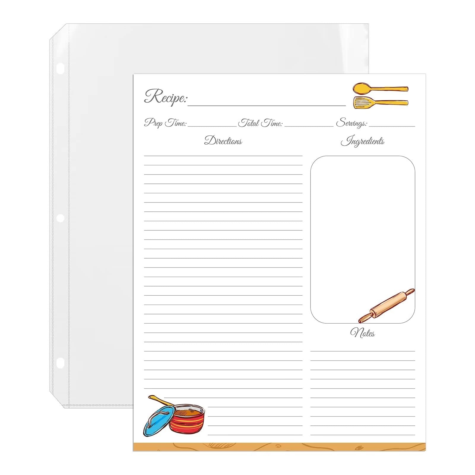 Amazon Lubudingjoy Premium Recipe Paper For 8 5 X 11 Recipe Binders Brilliant Design Letter Size Recipe Card Sheets 30 Count And Plastic Sleeves Full Page Orange Protectors Home Kitchen