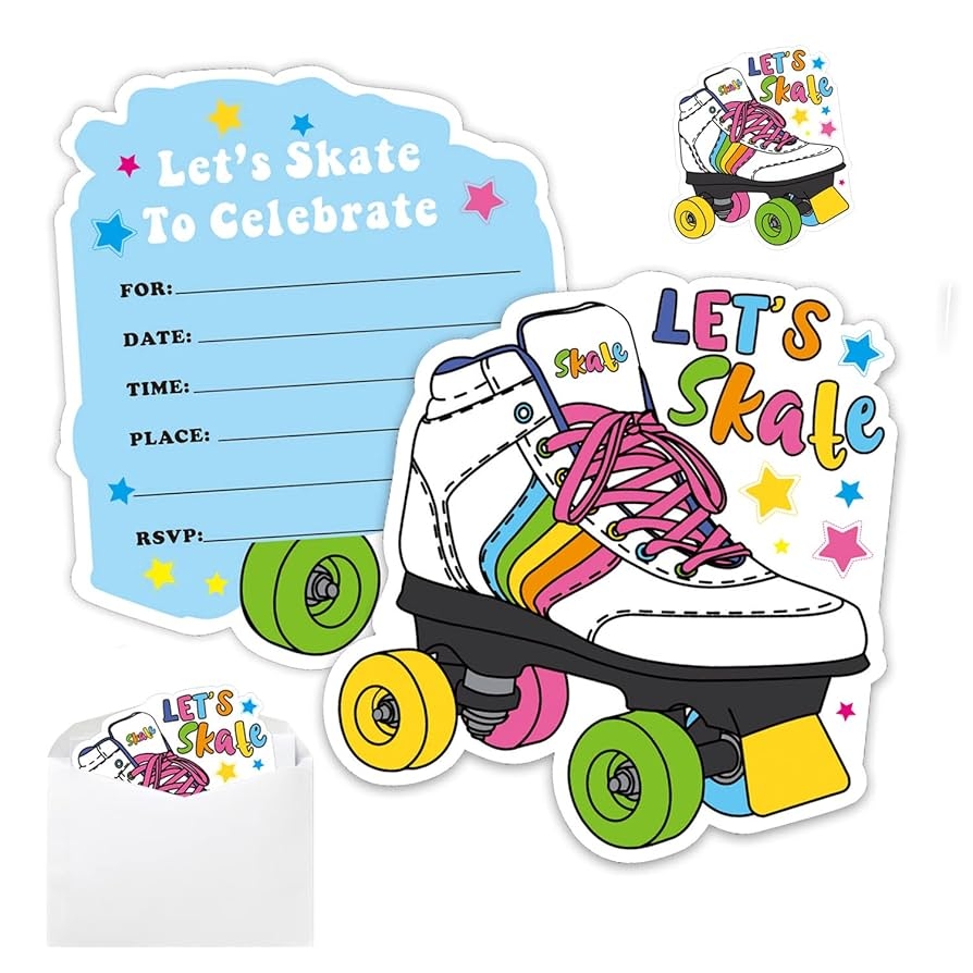 Amazon Mingdcdc Retro Roller Skating Birthday Thank You Card Skating Party Skating Birthday Invitation Cute Funny Greeting Cards Gifts 4 3 X 4 4Inch 30 Cards 30 White Envelopes MD013 Office Products