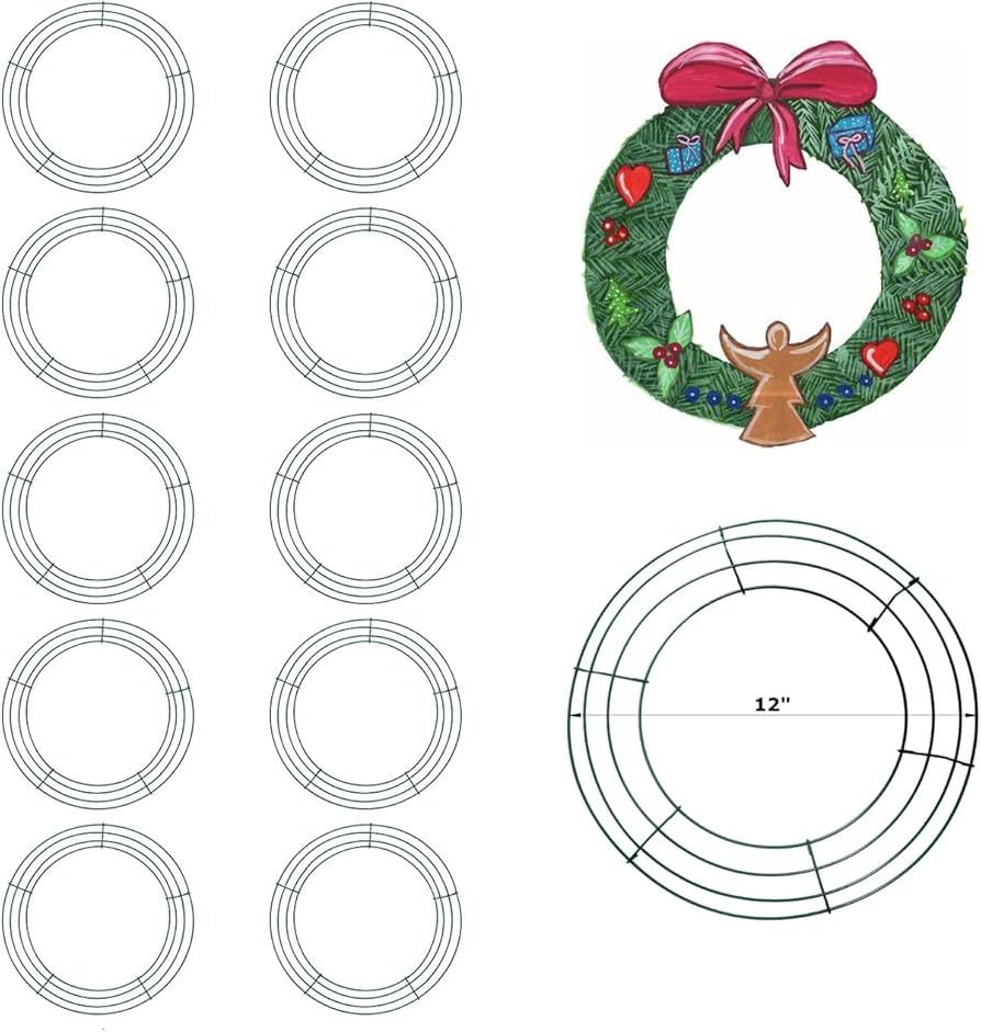 Amazon MTB Wire Wreath Frame 12 Inch Green Pack Of 10 Wreath Form Wreath Rings For DIY Christmas New Year Decor Home Kitchen
