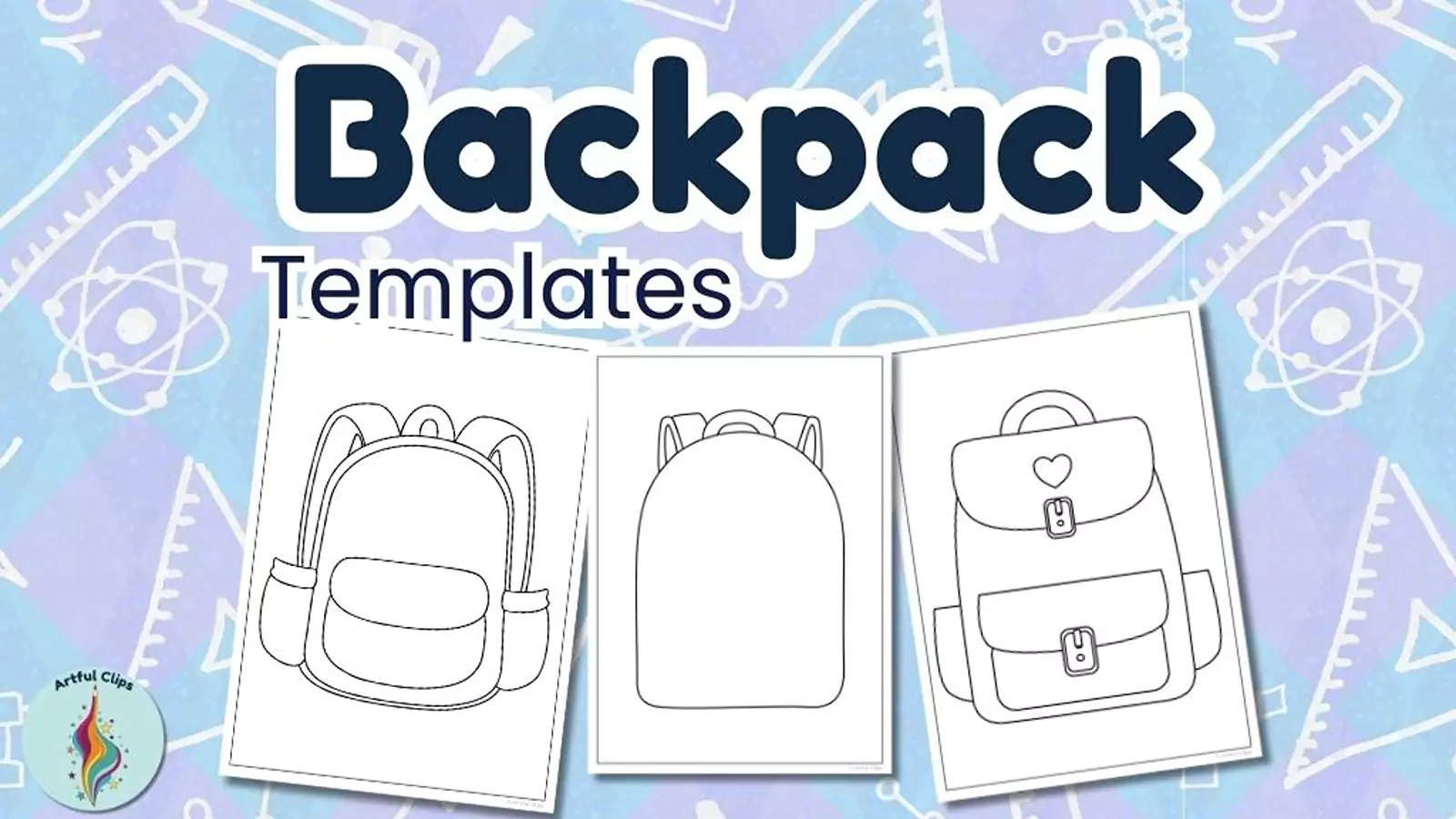 Backpack Template Set With Clipart For Back To School Crafts