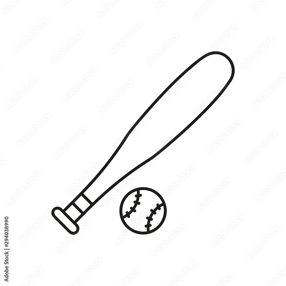 Baseball Bat And Ball High Quality Black Outline Pictogram For Web Site Design And Mobile Apps Vector Illustration On A White Background Stock Vector Adobe Stock