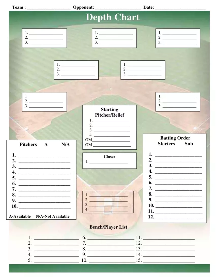 Baseball Field Lineup Template Fill Out Printable PDF Forms Online Baseball Field Lineup Template Fill Out Printable PDF Forms Online