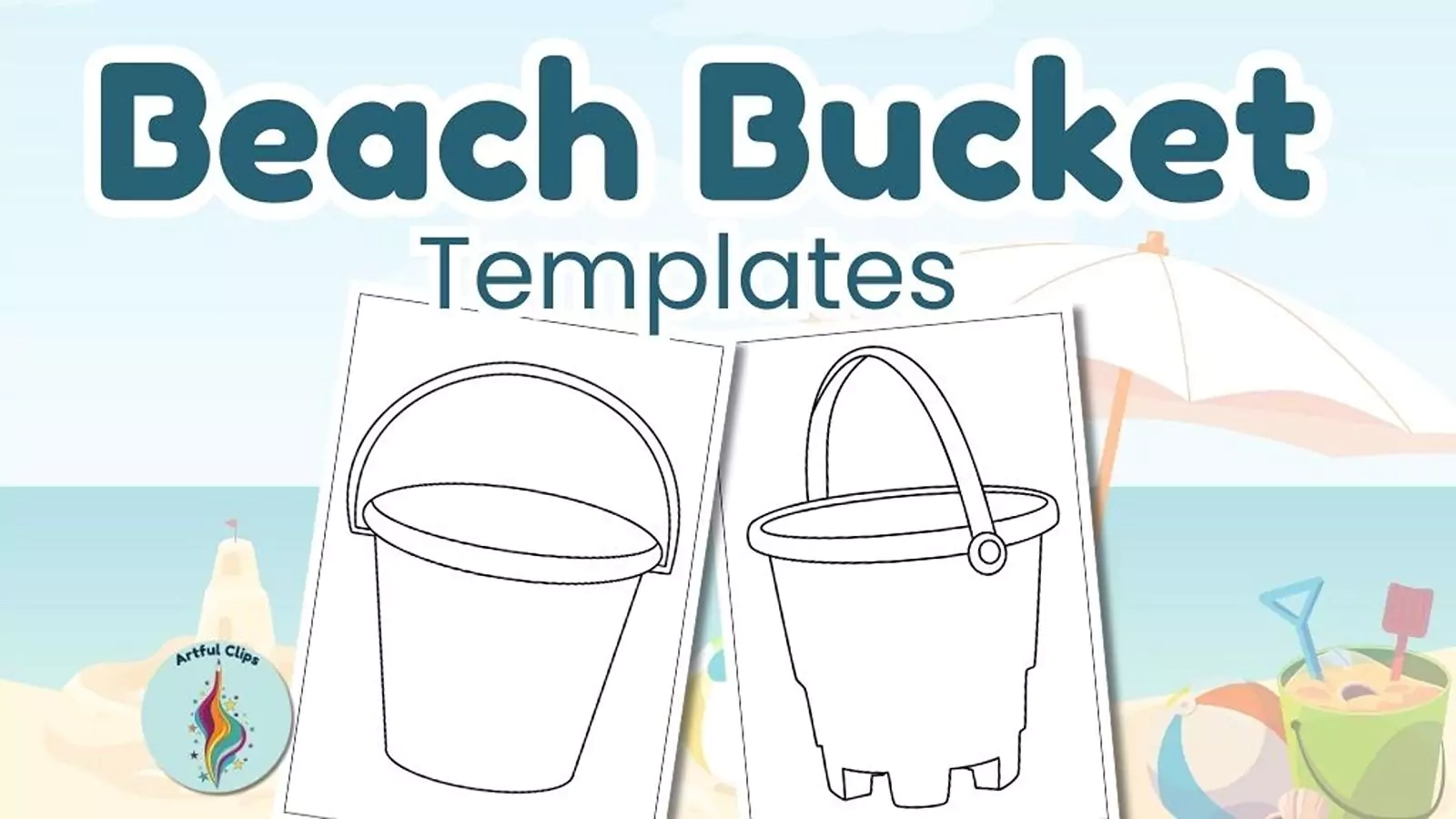 Beach Bucket Template Set Printable Black And White Images