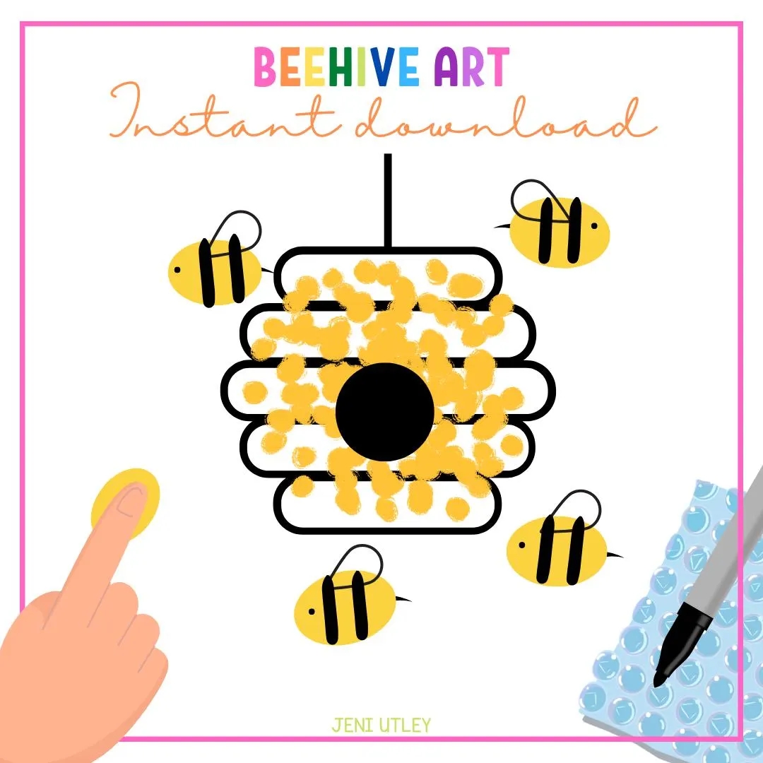 Beehive Art Activity Printable Bubble Wrap Honeycomb Craft For Kids Bee Unit Study Preschool Art Bee Craft Template PDF Etsy