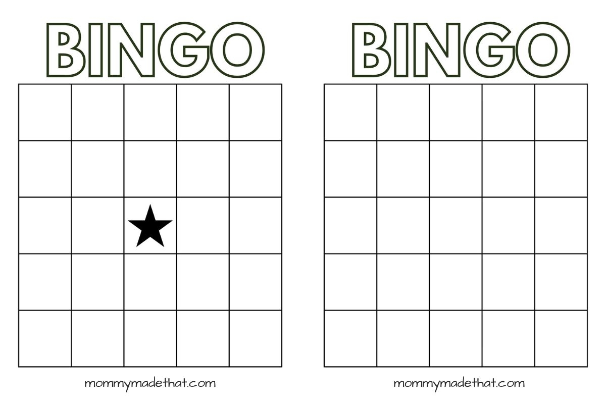 Free Printable Template Blank Bingo Card