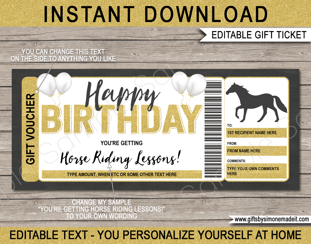 Birthday Horse Riding Gift Voucher Template