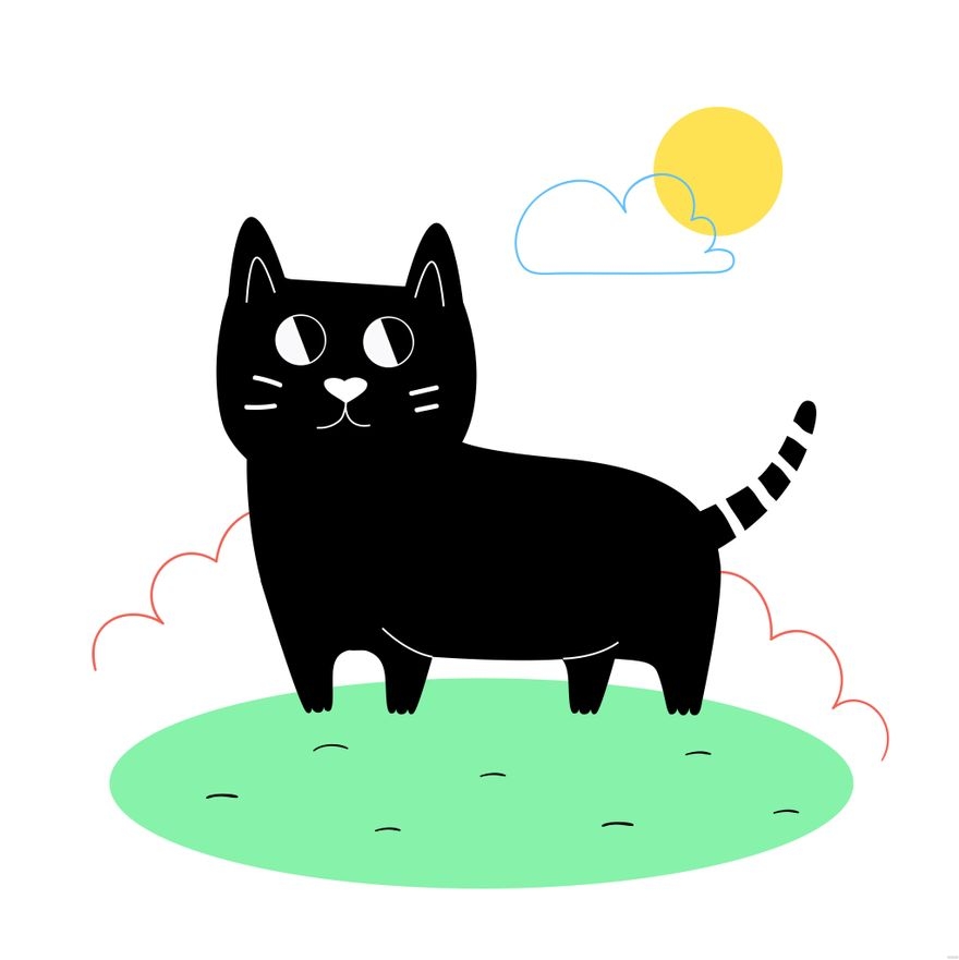 Black Cat Illustration In Illustrator SVG JPG EPS PNG Download Template