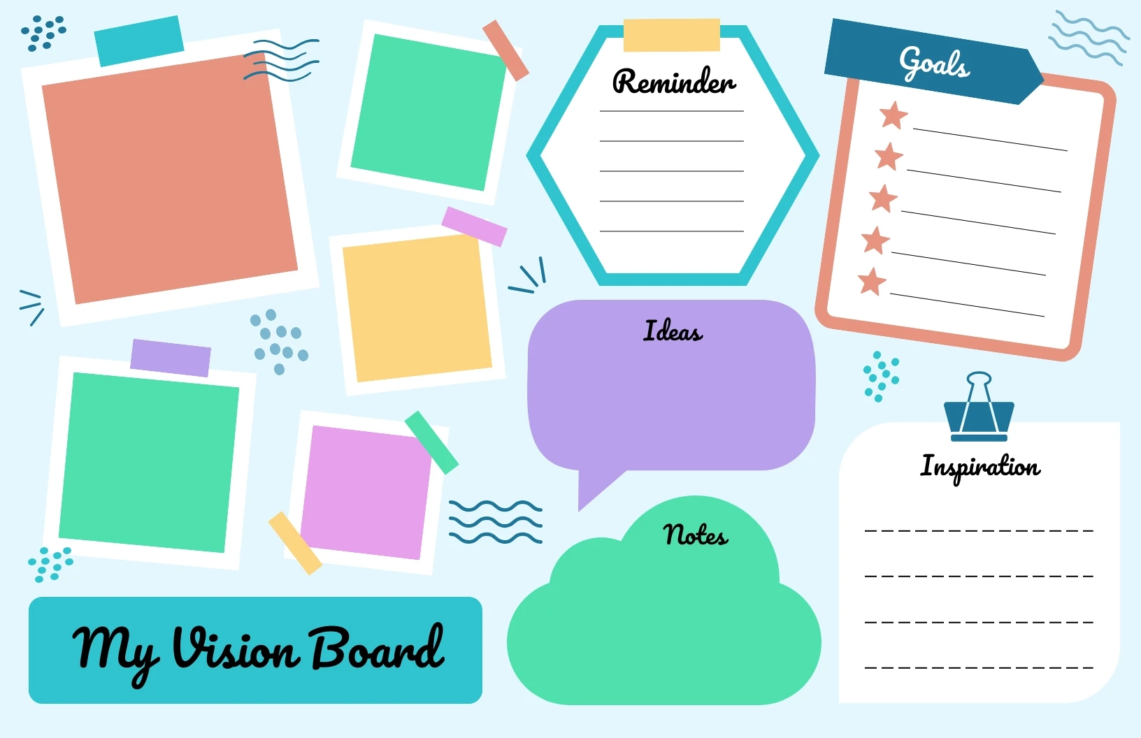 Blank Colorful Goals Vision Board Venngage