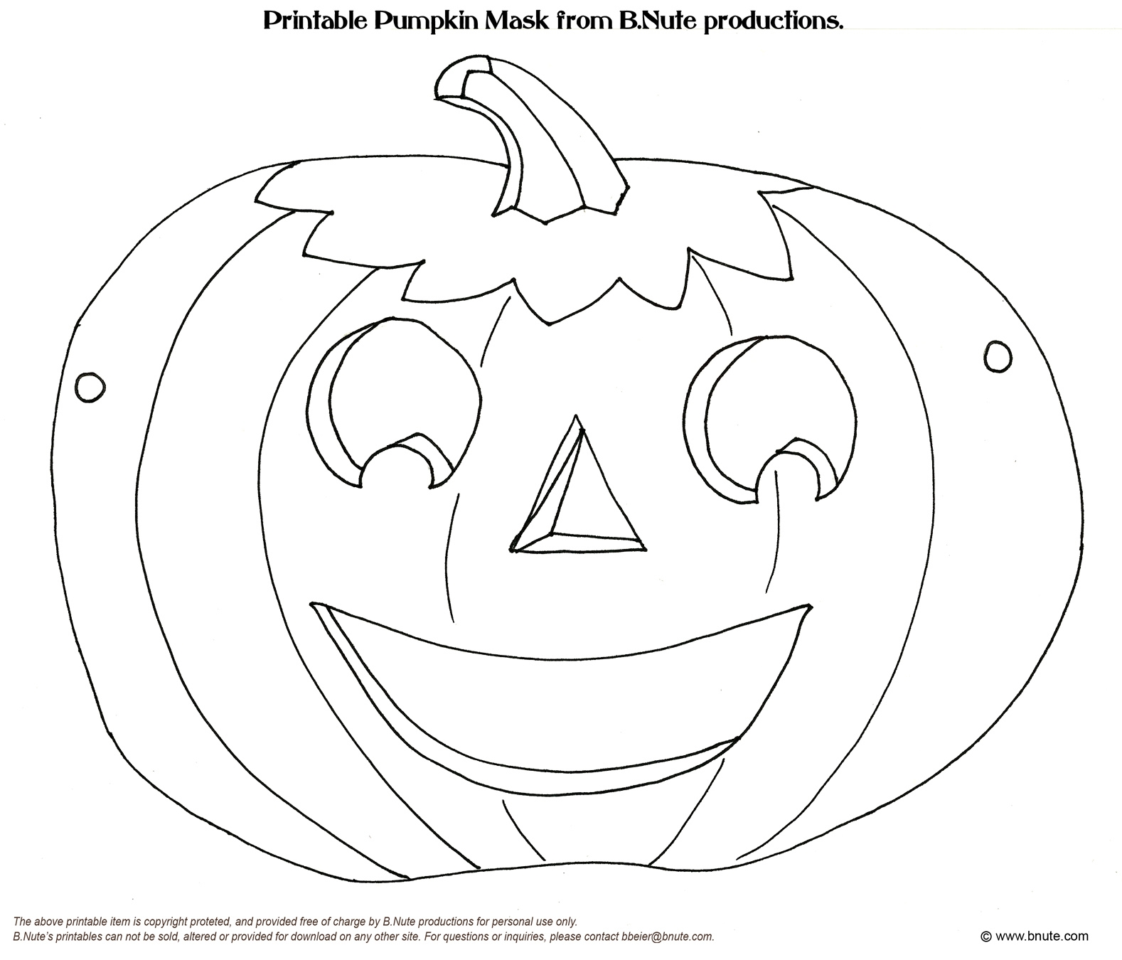 Bnute Productions Old Fashioned Halloween Party Printable Halloween Mask Art Activity