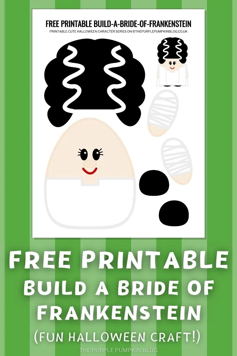 Build A Bride Of Frankenstein Free Printable Halloween Paper Craft