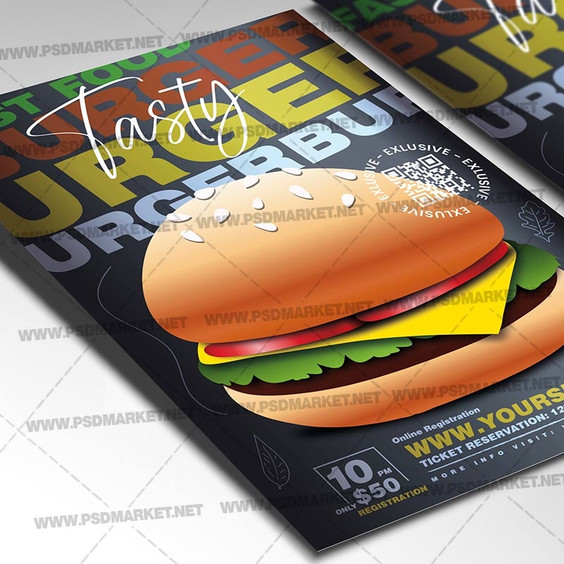 Burger Food Card Printable Template Flyer PSD PSDmarket