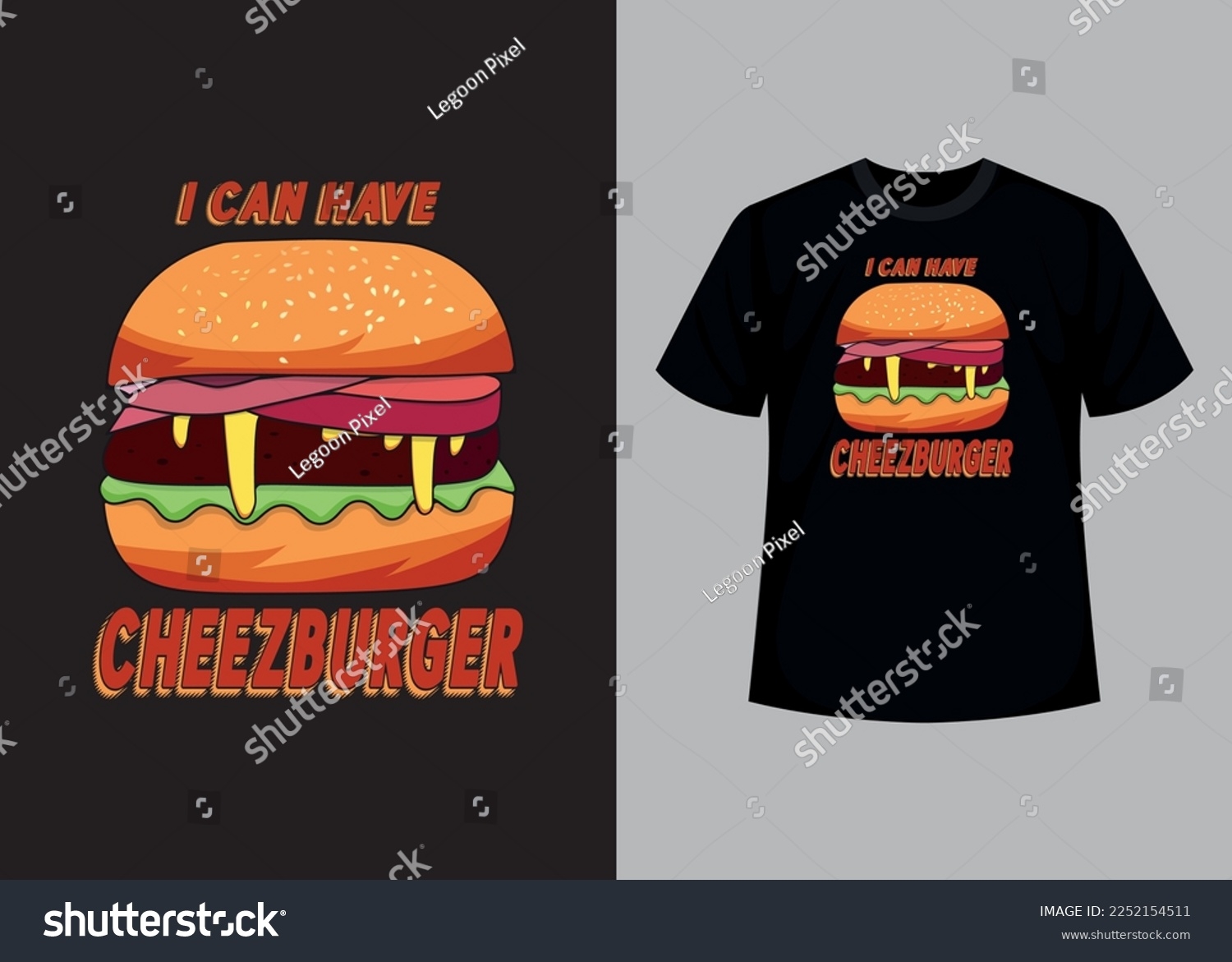 Burger Printable T Shirt Design Template Stock Vector Royalty Free 2252154511 Shutterstock