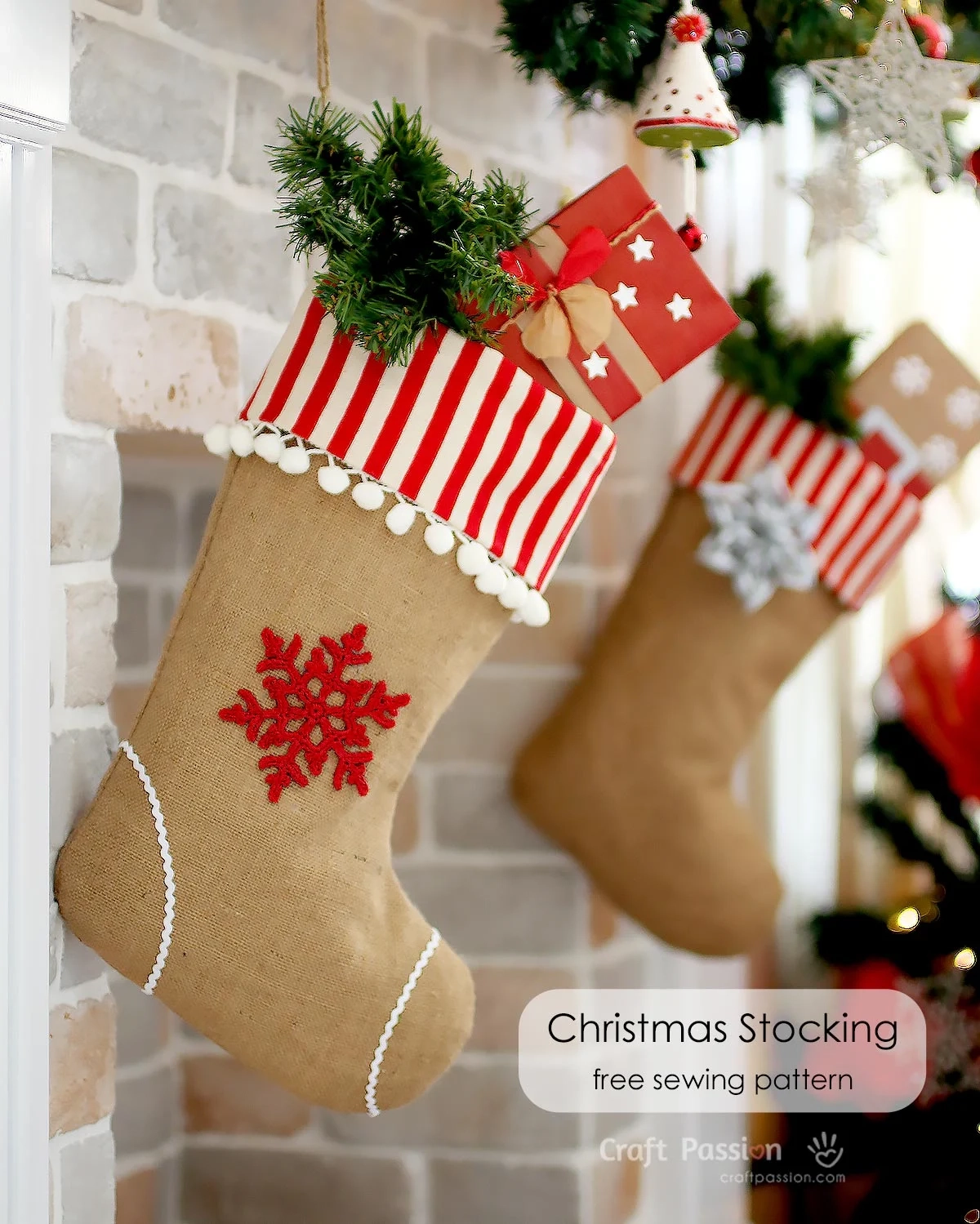 Burlap Christmas Stocking Pattern Free Easy Craft Passion