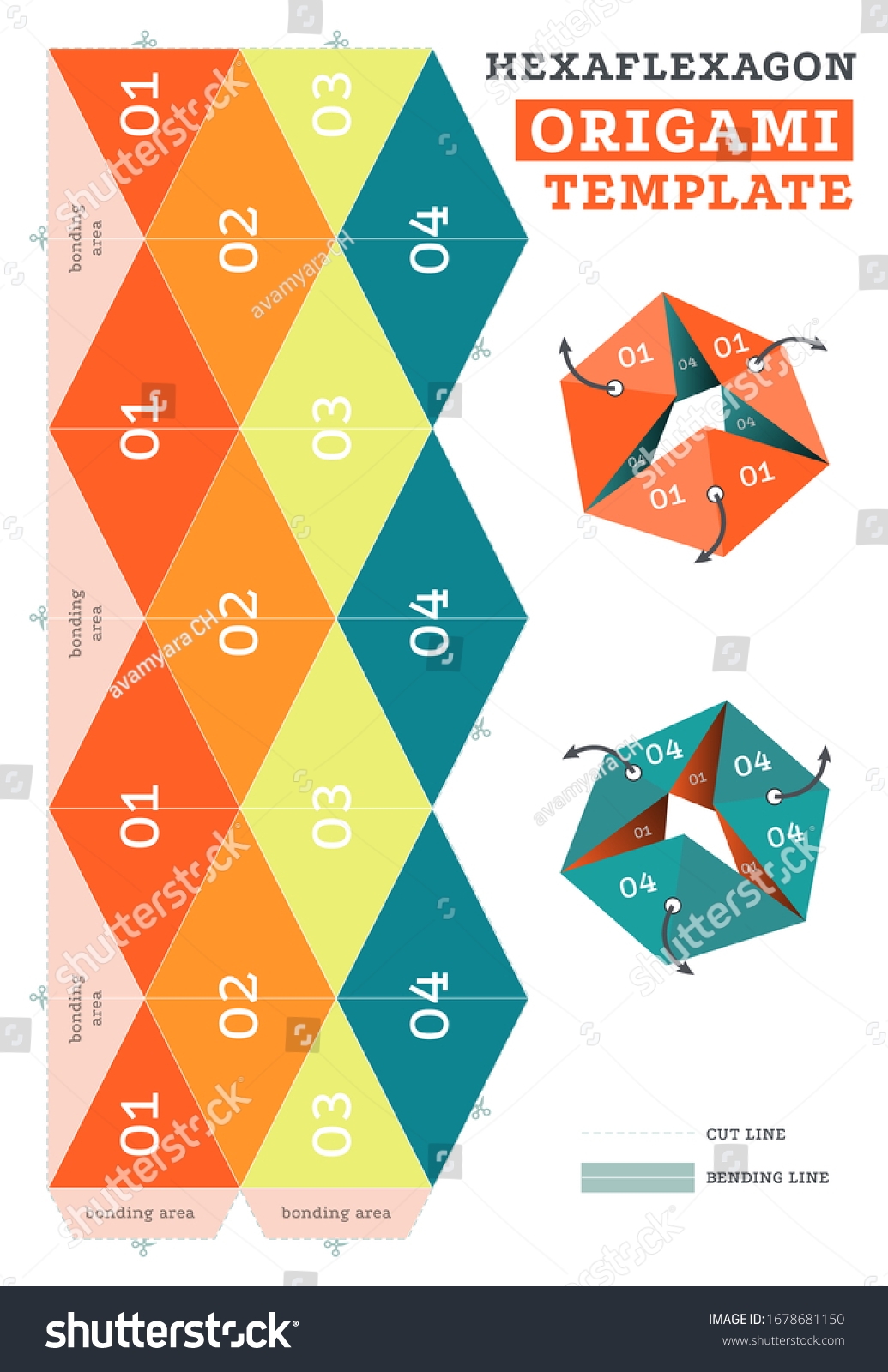 Children Activity Worksheet Template Hexaflexagon Origami Stock Vector Royalty Free 1678681150 Shutterstock