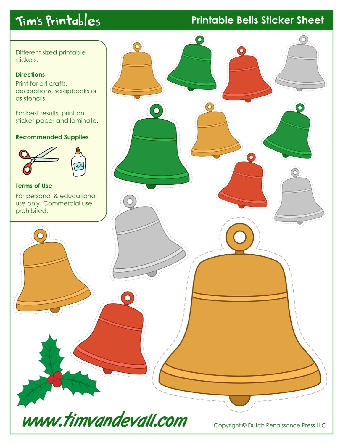 Christmas Bell Shapes Tim s Printables