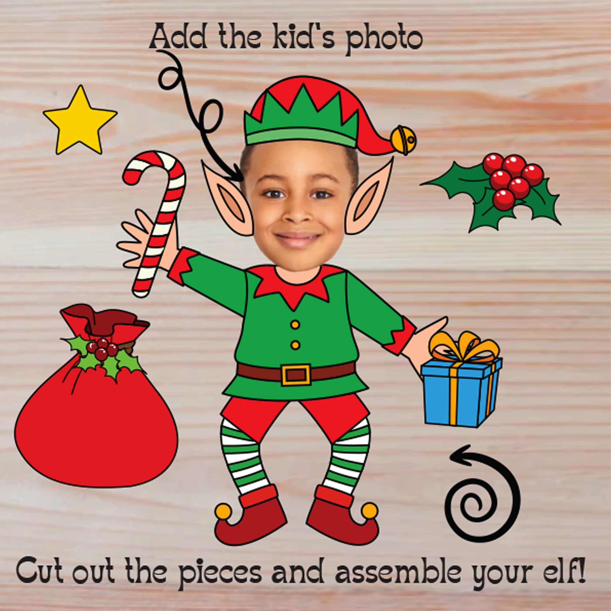 Christmas Craft For Kids Elf YourSelf DIY Christmas Paper Craft Add Your Own Photo Picture Christmas Decor Elf Party Elf Photo Craft Classful