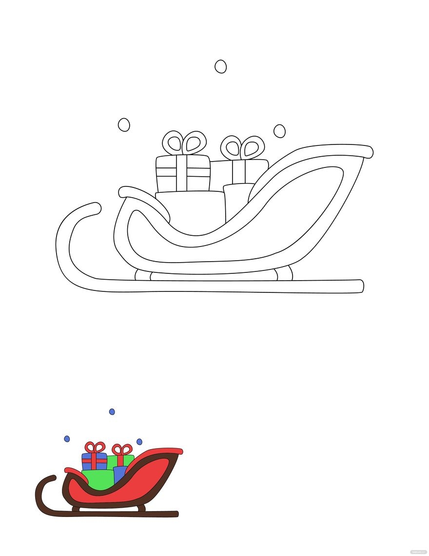 Christmas Sleigh Coloring Page In PDF JPG Download Template