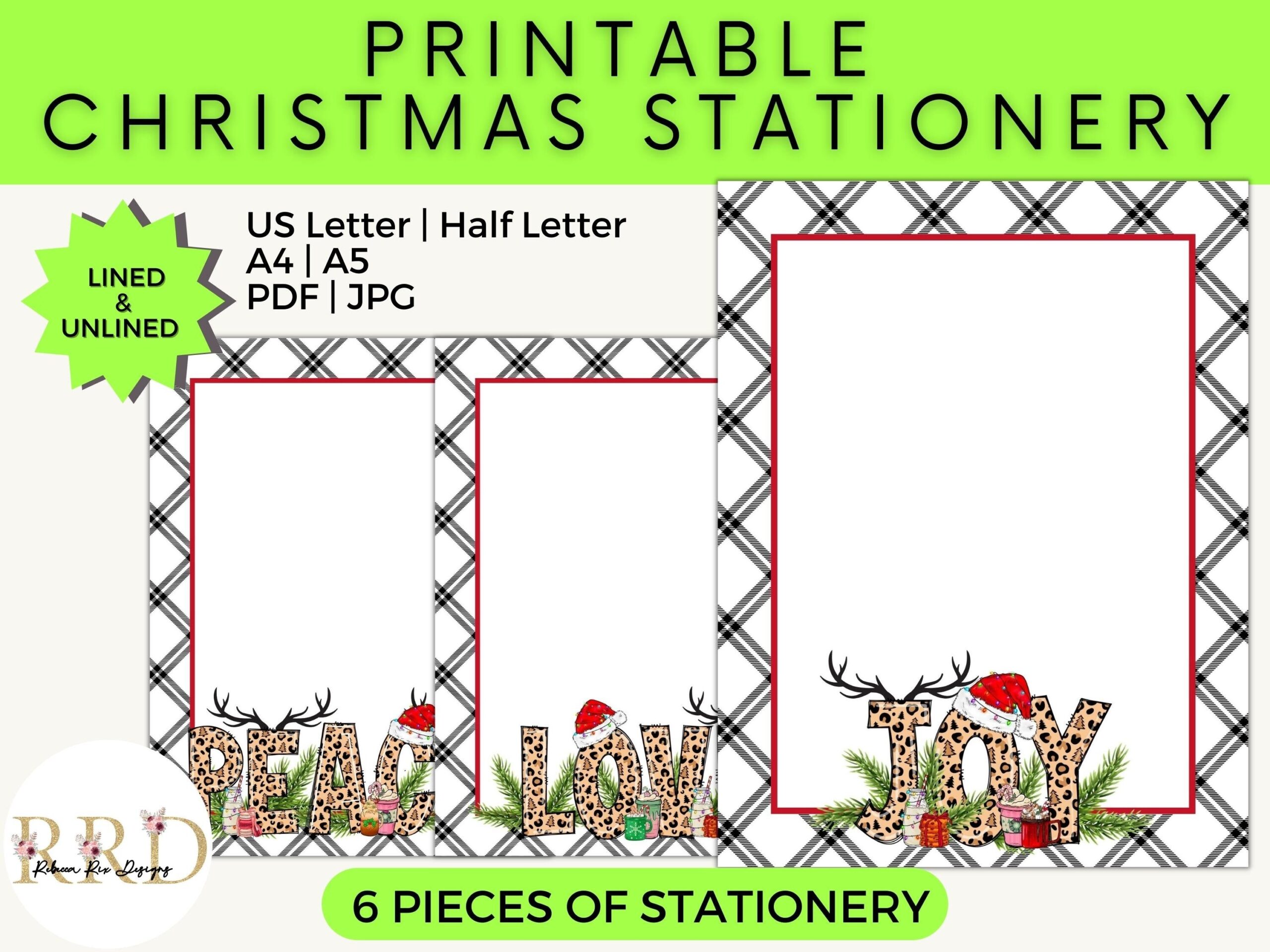 Christmas Stationery Printable Holiday Stationery Christmas Letter Paper Christmas Letterhead Christmas Writing Paper Digital Etsy