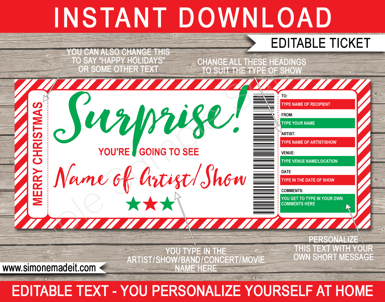 Free Printable Christmas Ticket Template