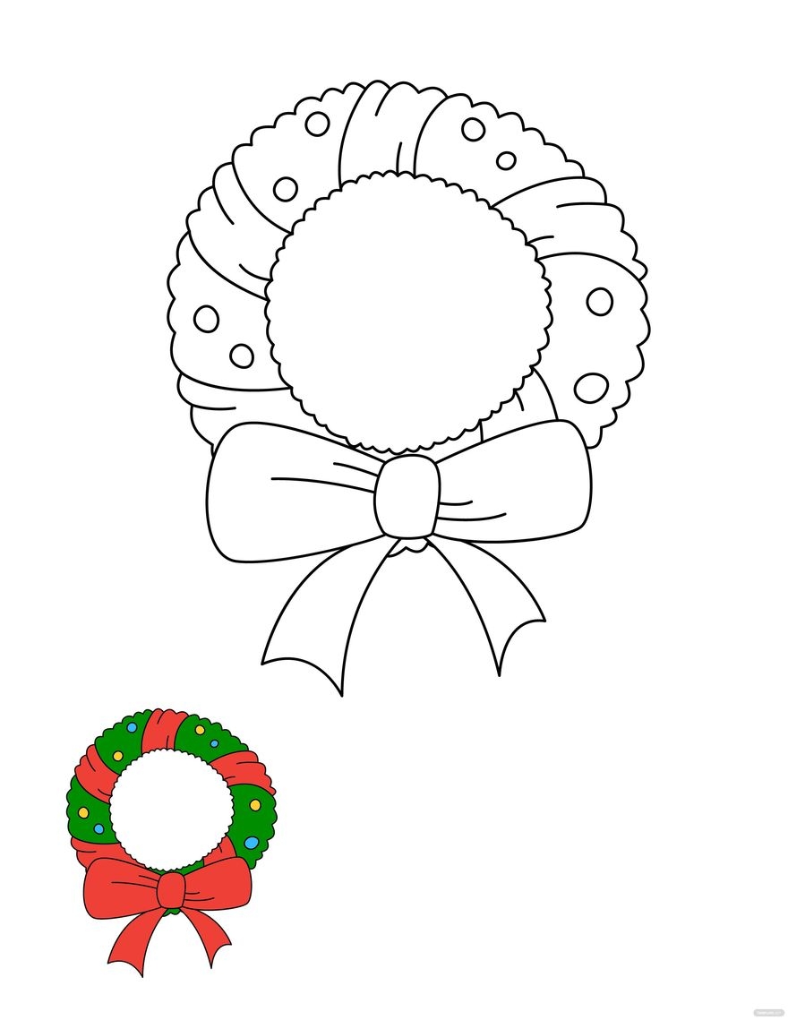 Christmas Wreath Coloring Page In PDF JPG Download Template