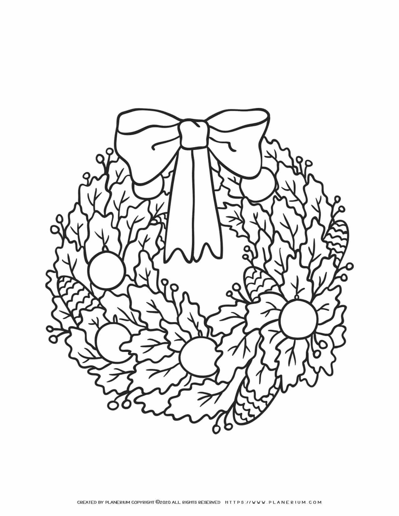 Christmas Wreath Free Coloring Page Planerium
