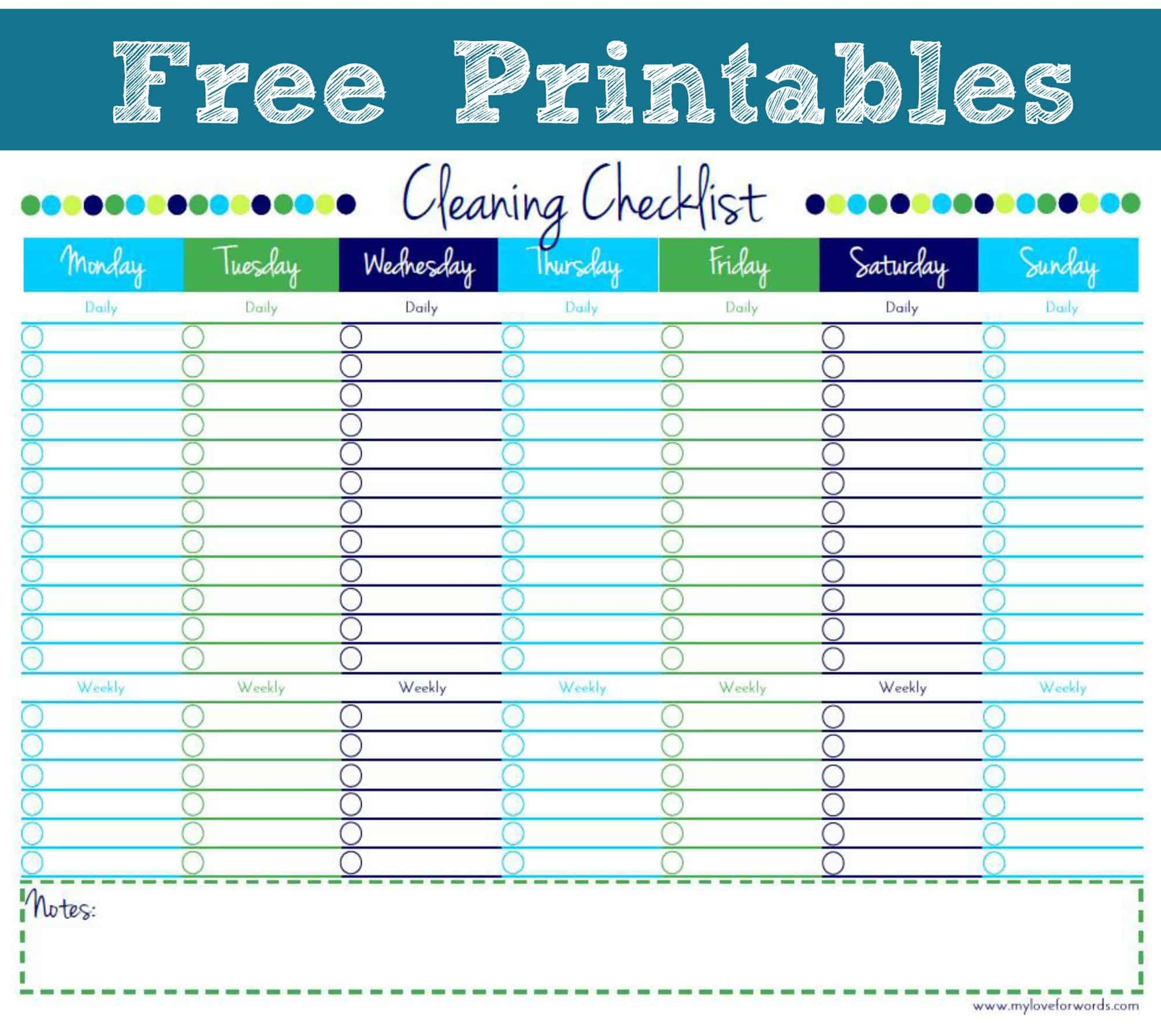 Cleaning Checklist Free Printable Cleaning Checklist Free Printable