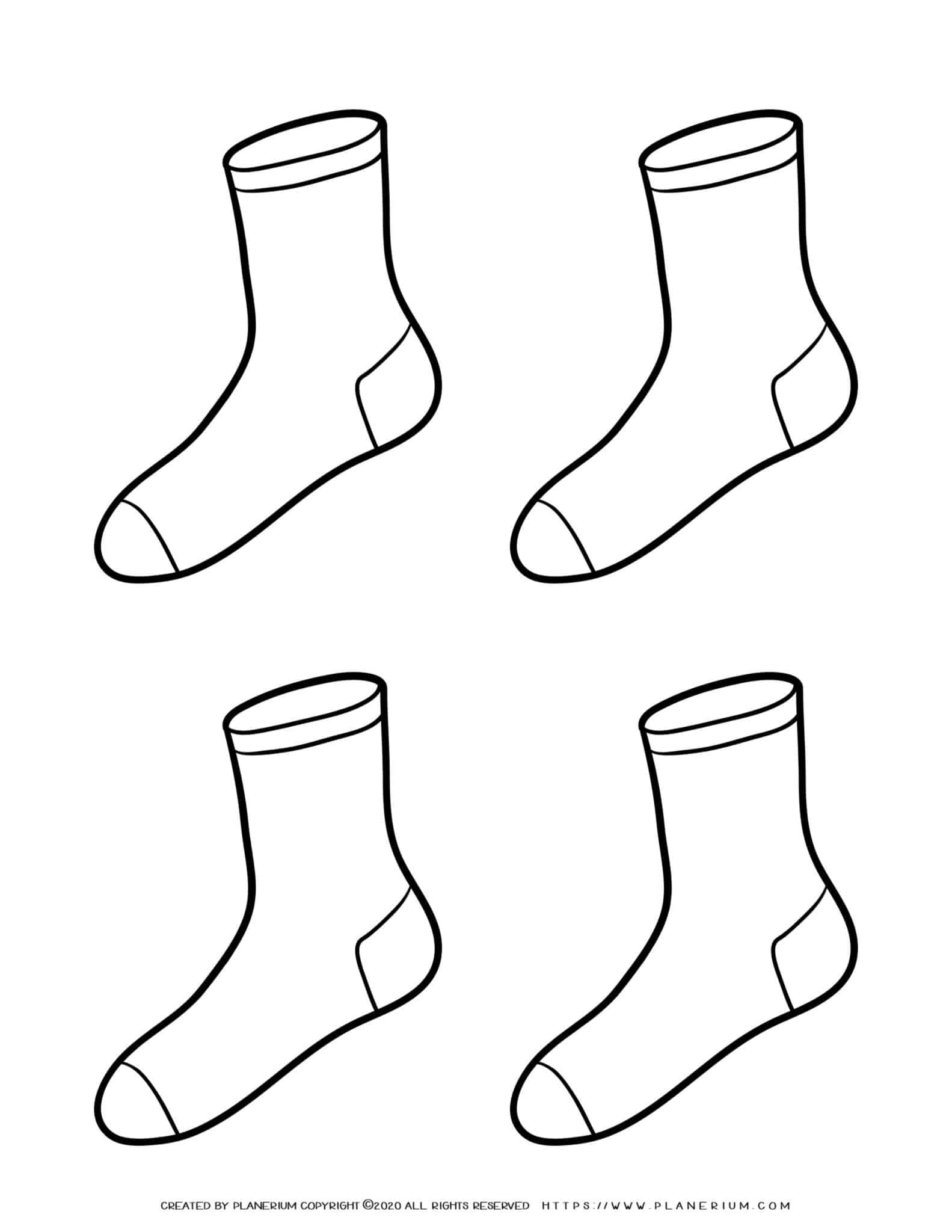 Clothes Coloring Page Four Socks Planerium
