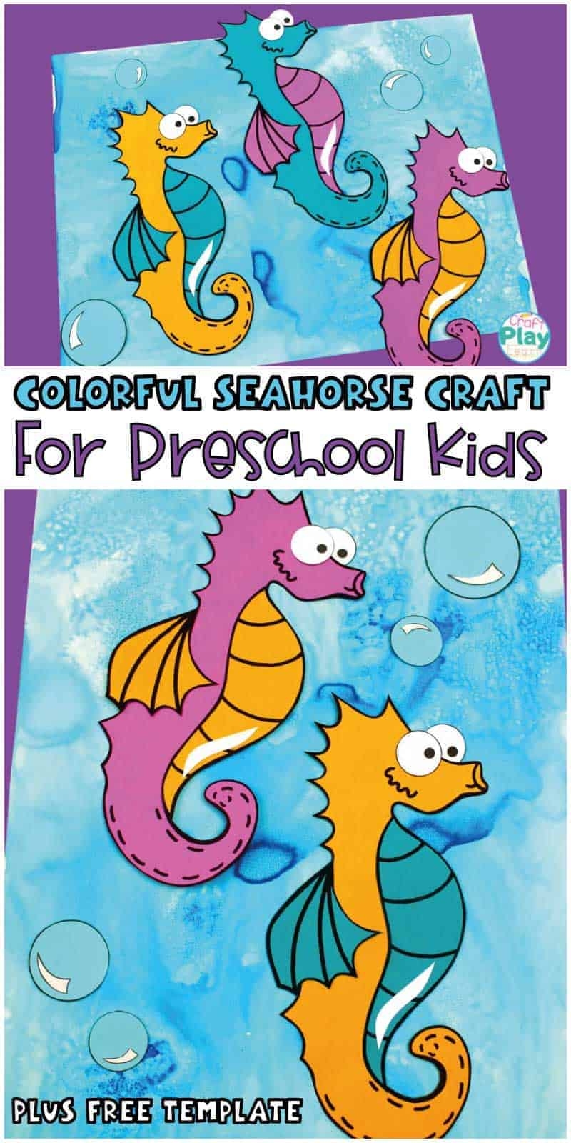Colorful Seahorse Craft For Preschool Kids Craft Play Learn