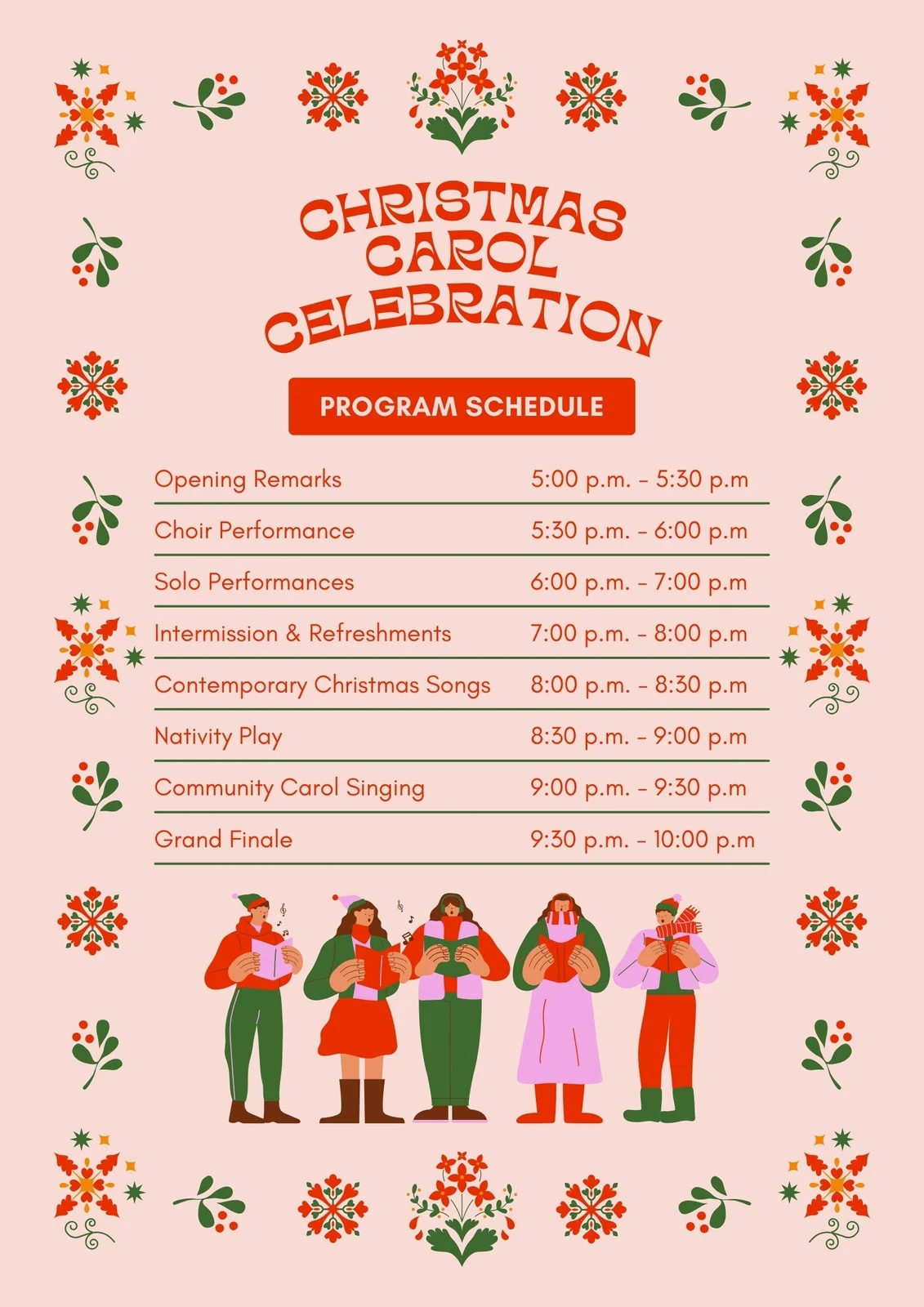 Custom Printable Christmas Program Templates Canva