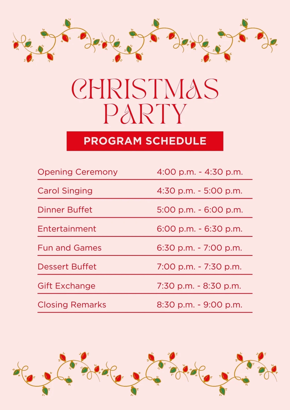 Custom Printable Christmas Program Templates Canva