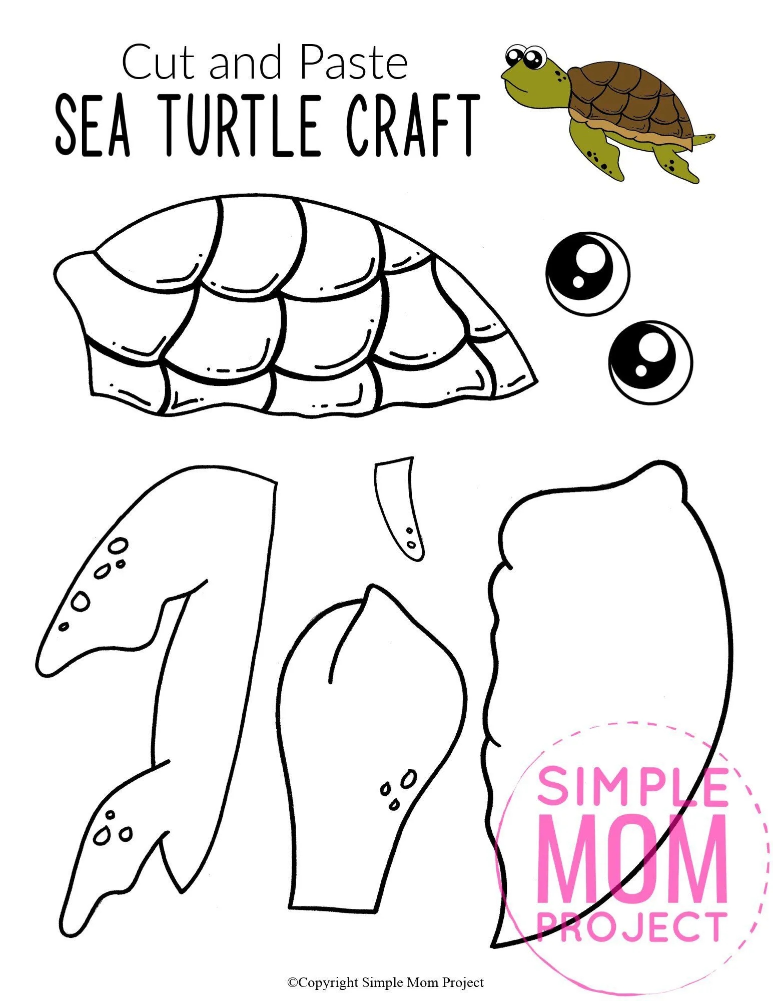 Cut And Paste Sea Turtle Craft For Kids With Free Template 