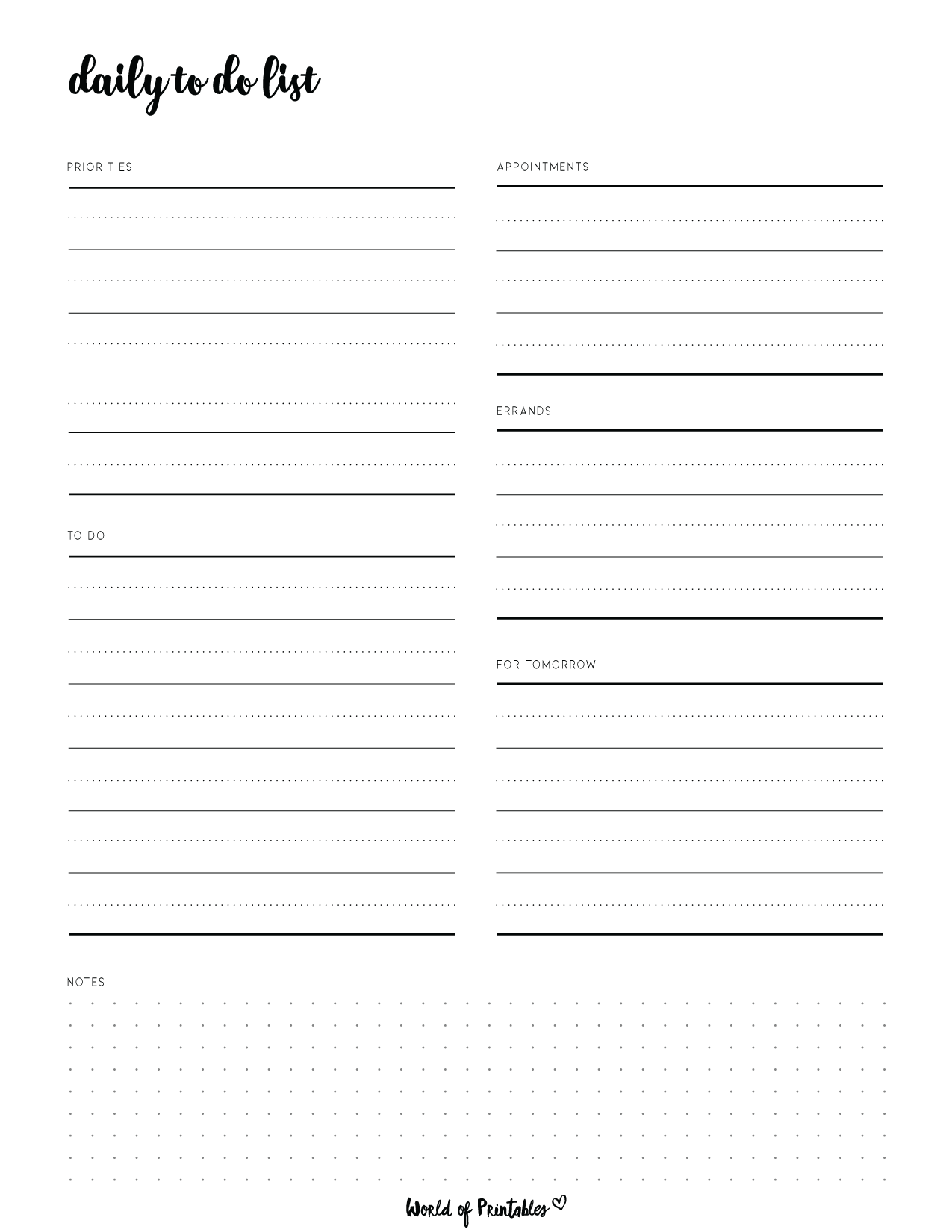 To Do List Printable Template