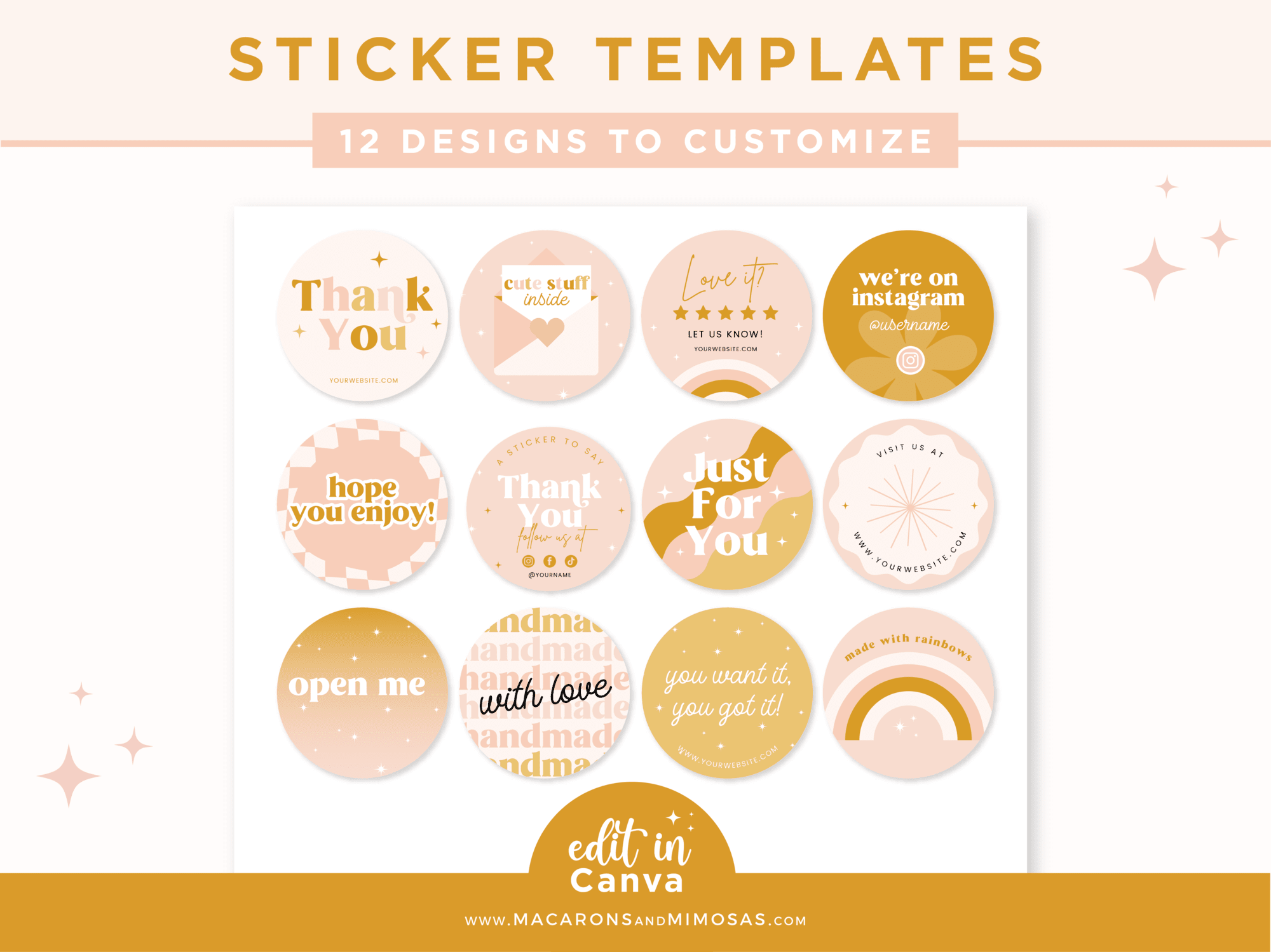 Digital Sunshine Stickers Macarons And Mimosas