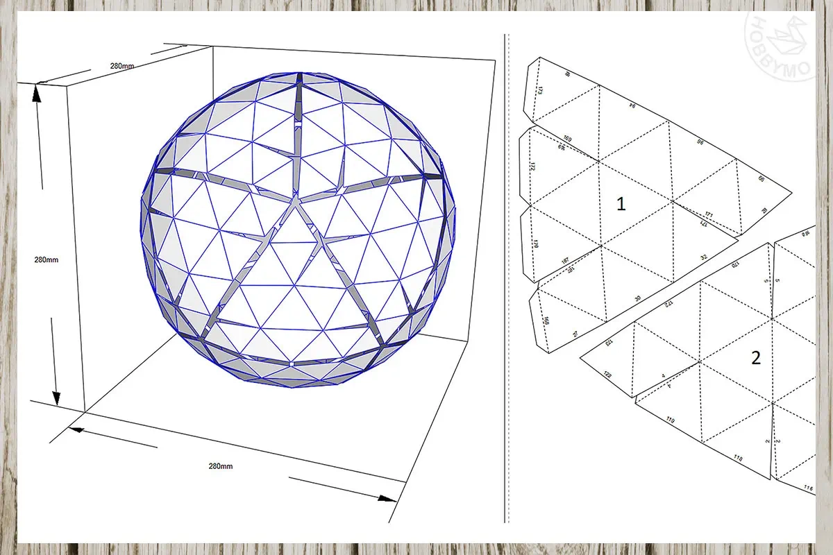 Disco Ball 3D Papercraft Template HOBBYMO