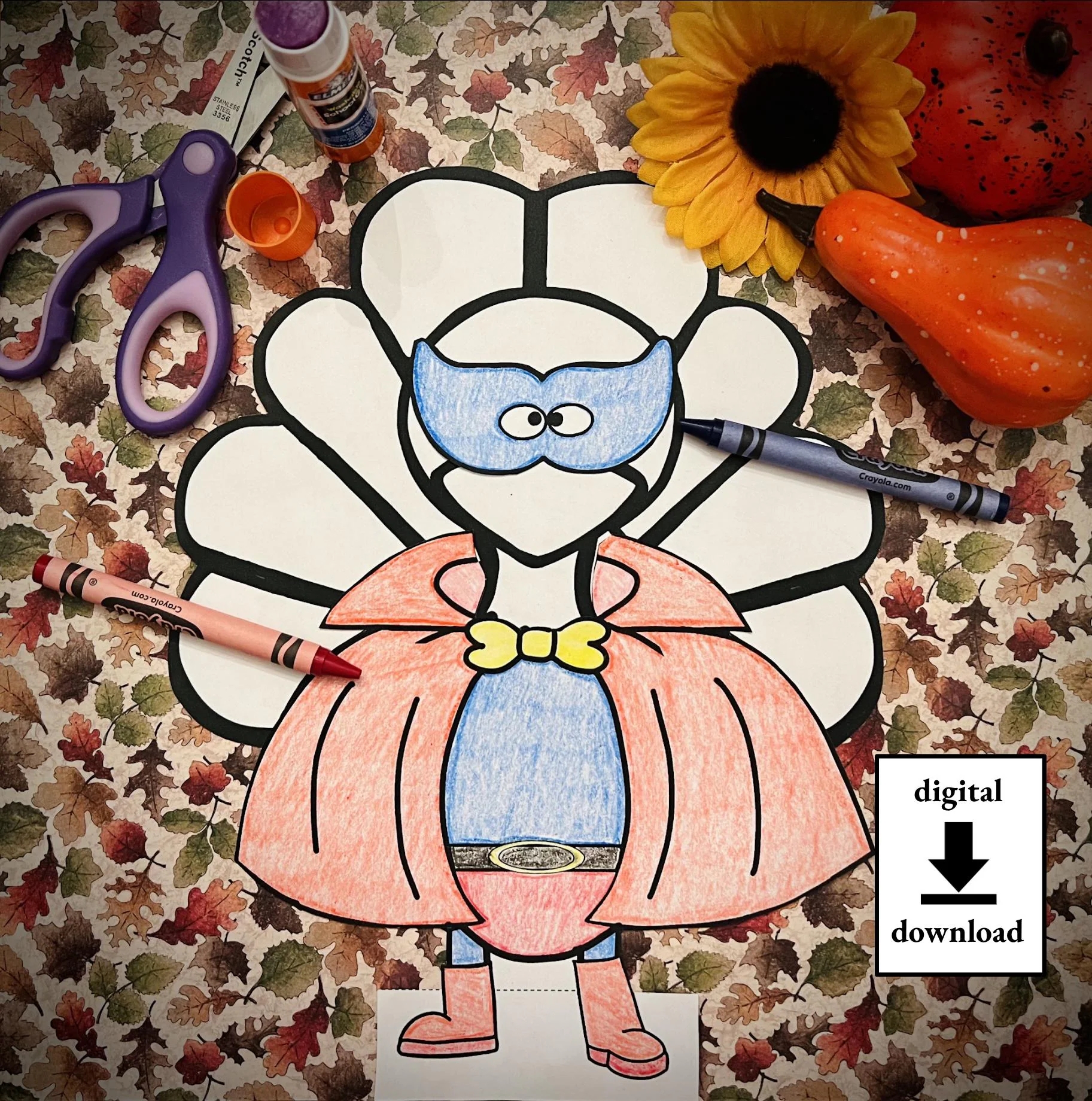 Disguise A Turkey Superhero Blank Template Disguise Etsy