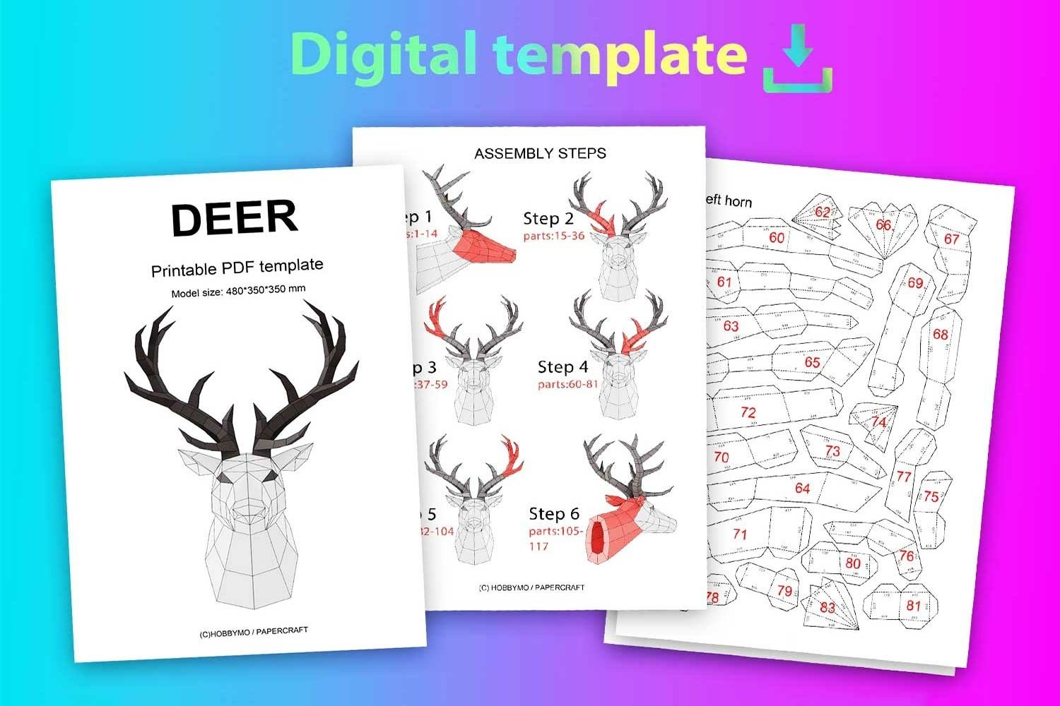 DIY Deer Trophy Printable Template