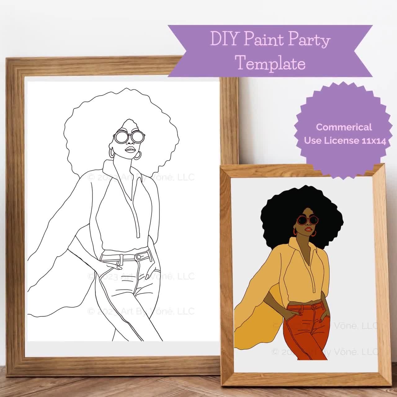 DIY Paint Party Tracers Easy Print Trace Paint Sip And Paint Outlines Instant Download Paint Party Template Adult Sip N Paint Art Etsy