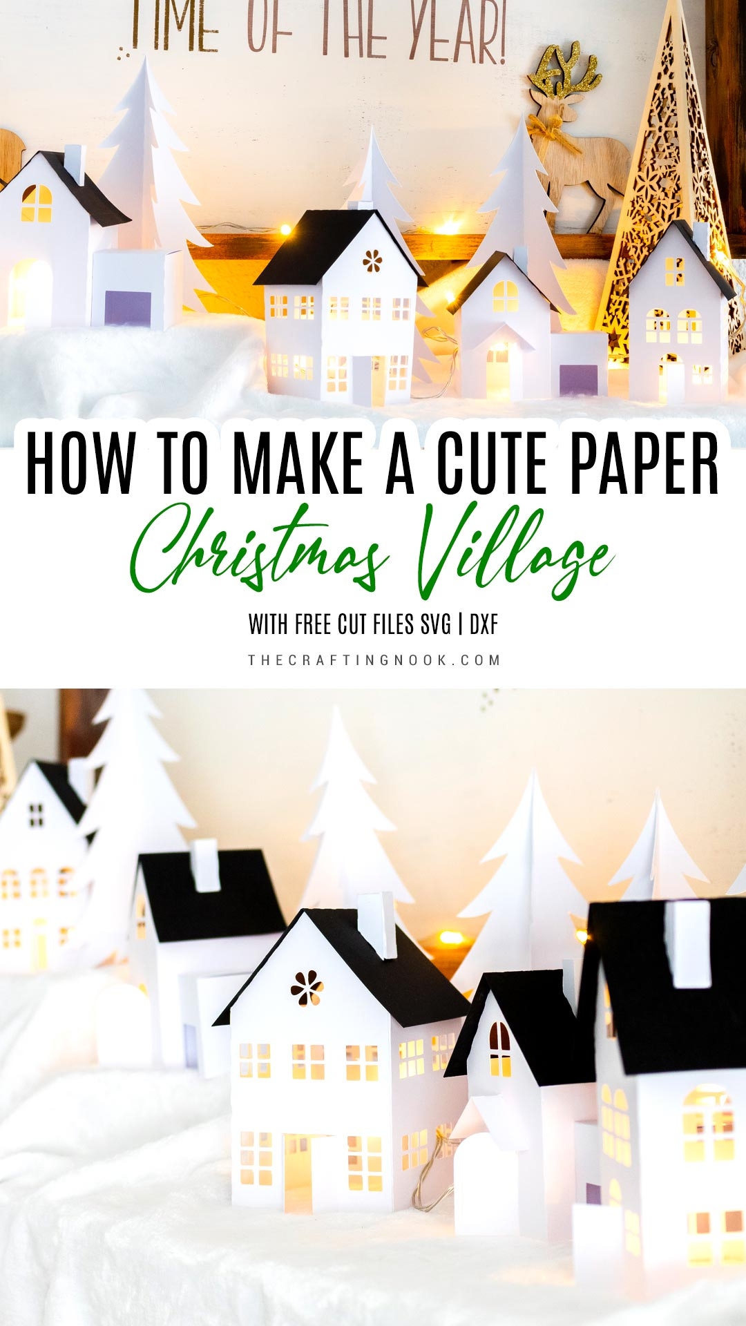 DIY Paper Christmas Village Free Cut Files The Crafting Nook