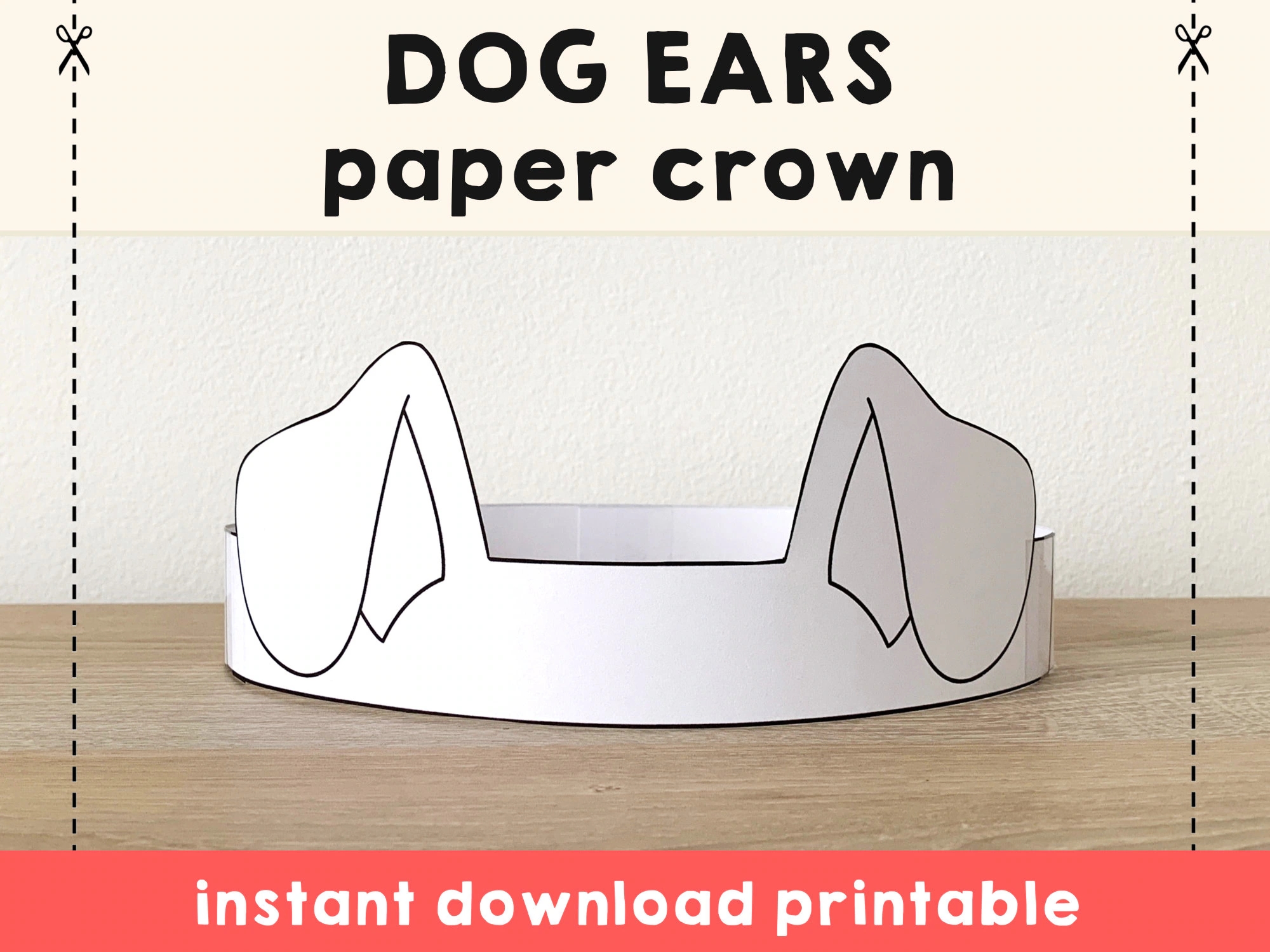 Dog Ears Paper Crown Party Coloring Printable Kids Craft Puppy Costume Birthday Printable Favor Costume DIY Instant Download Etsy Sweden